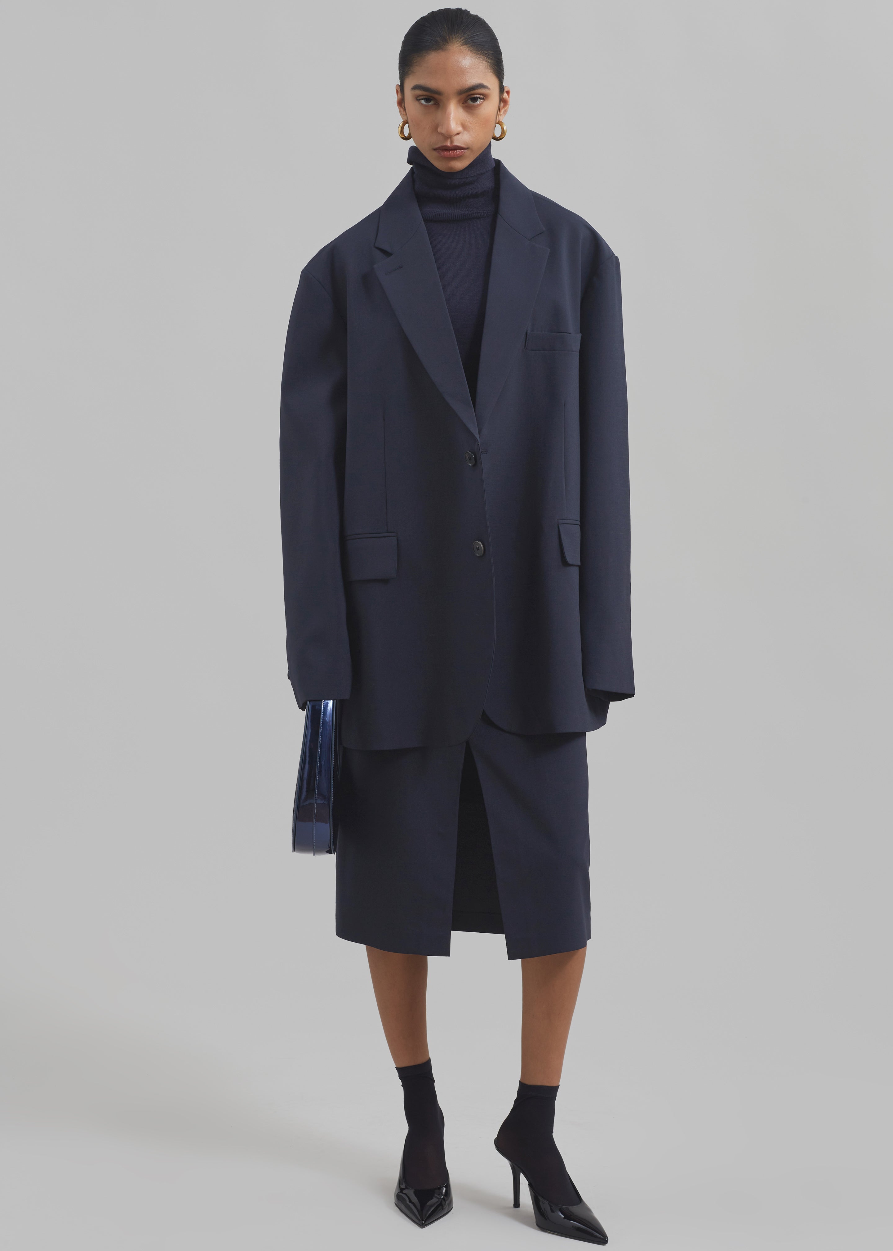 Brooklyn Midi Skirt - Navy - 3
