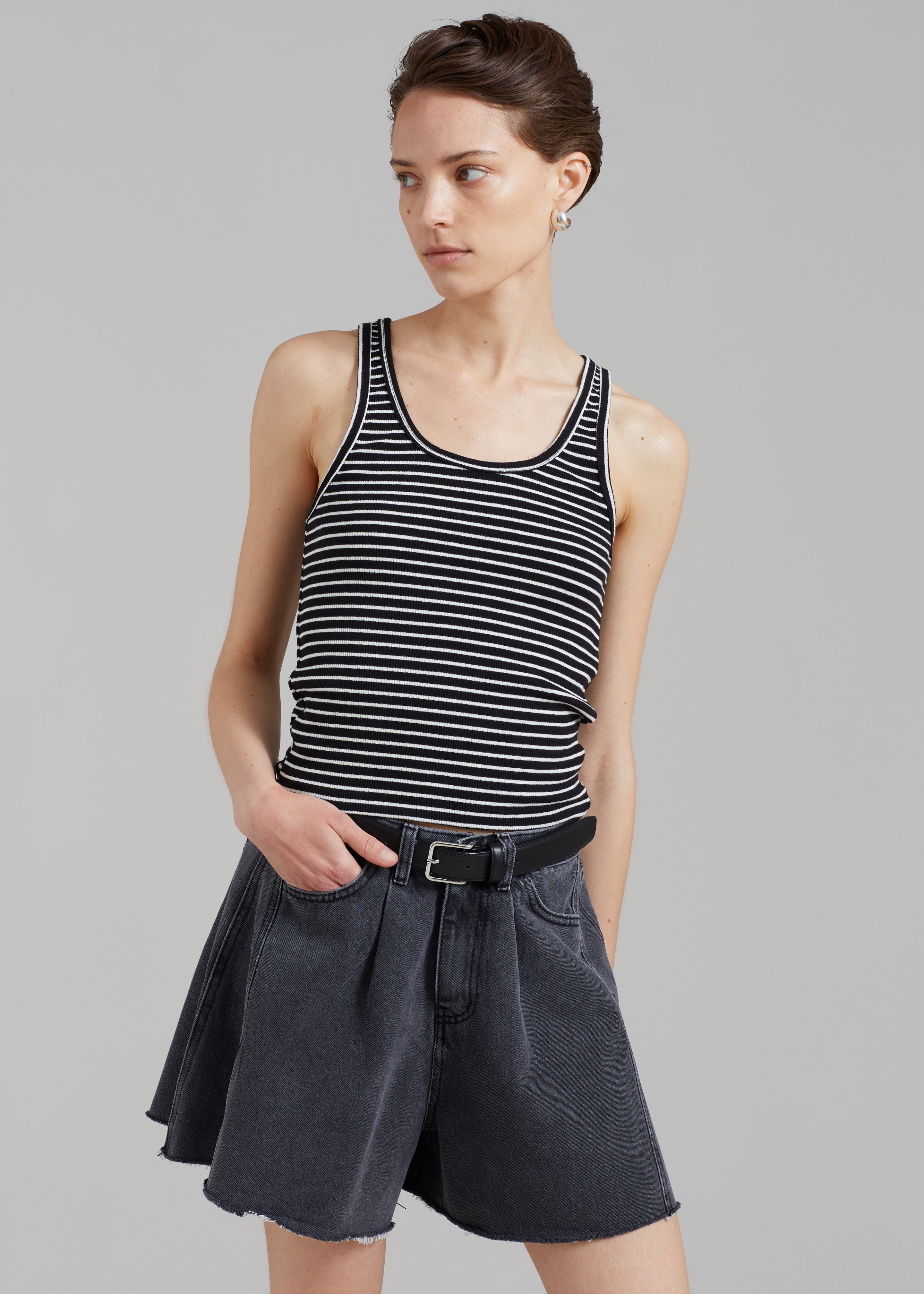 Bryn Tank Top - White Stripe - 1