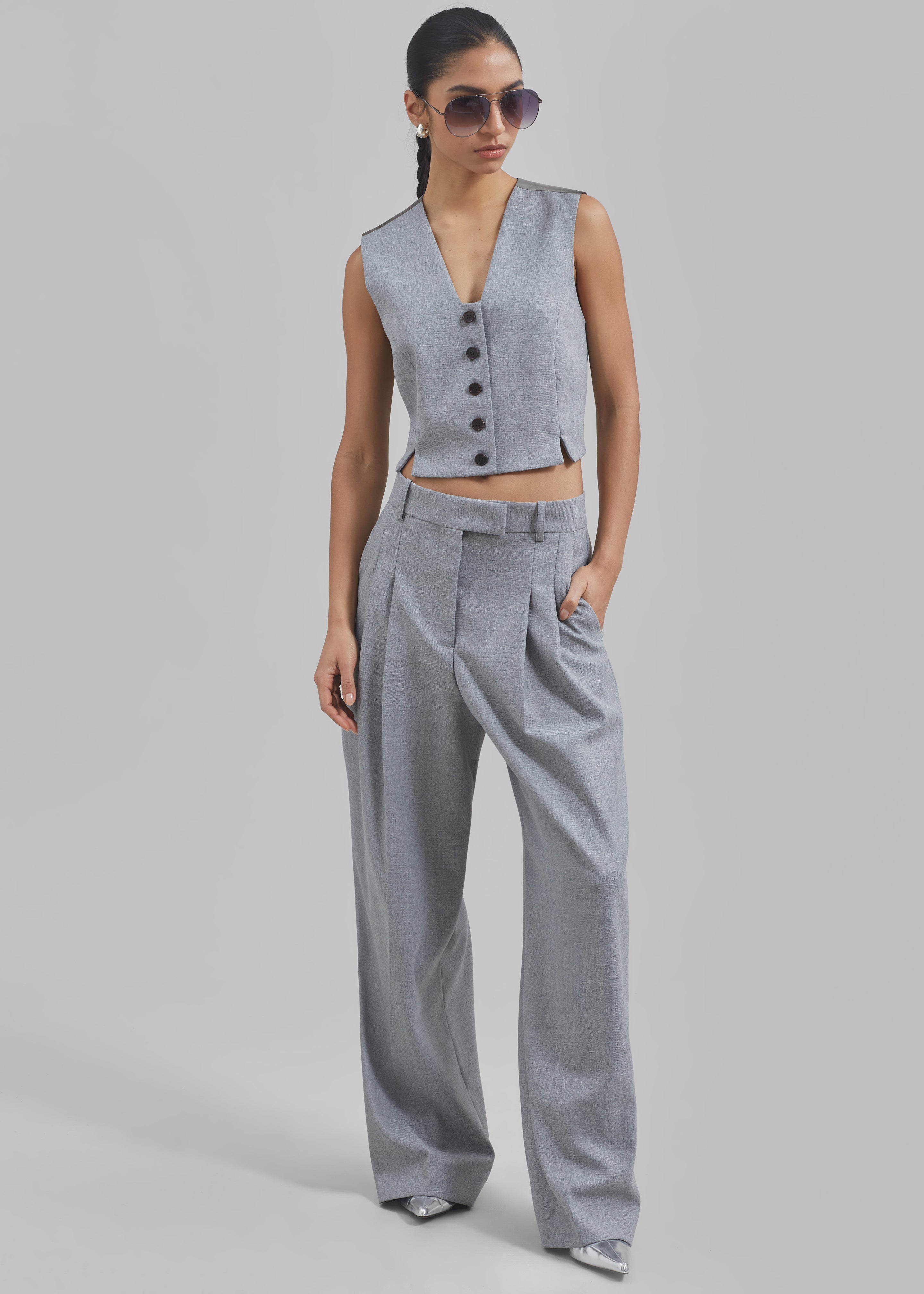 By Malene Birger Bettas Waistcoat - Grey Melange - 3