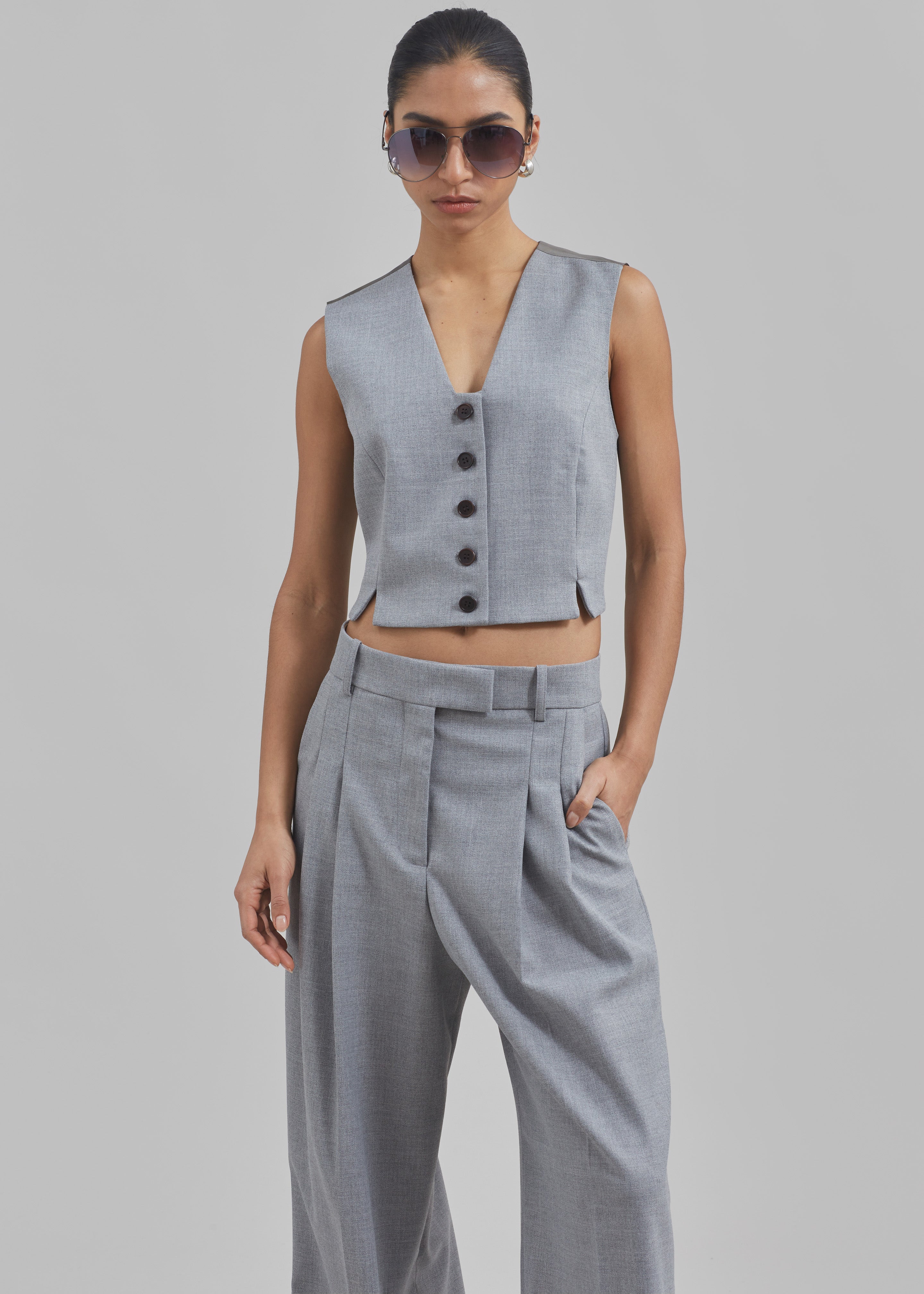 By Malene Birger Bettas Waistcoat - Grey Melange - 5