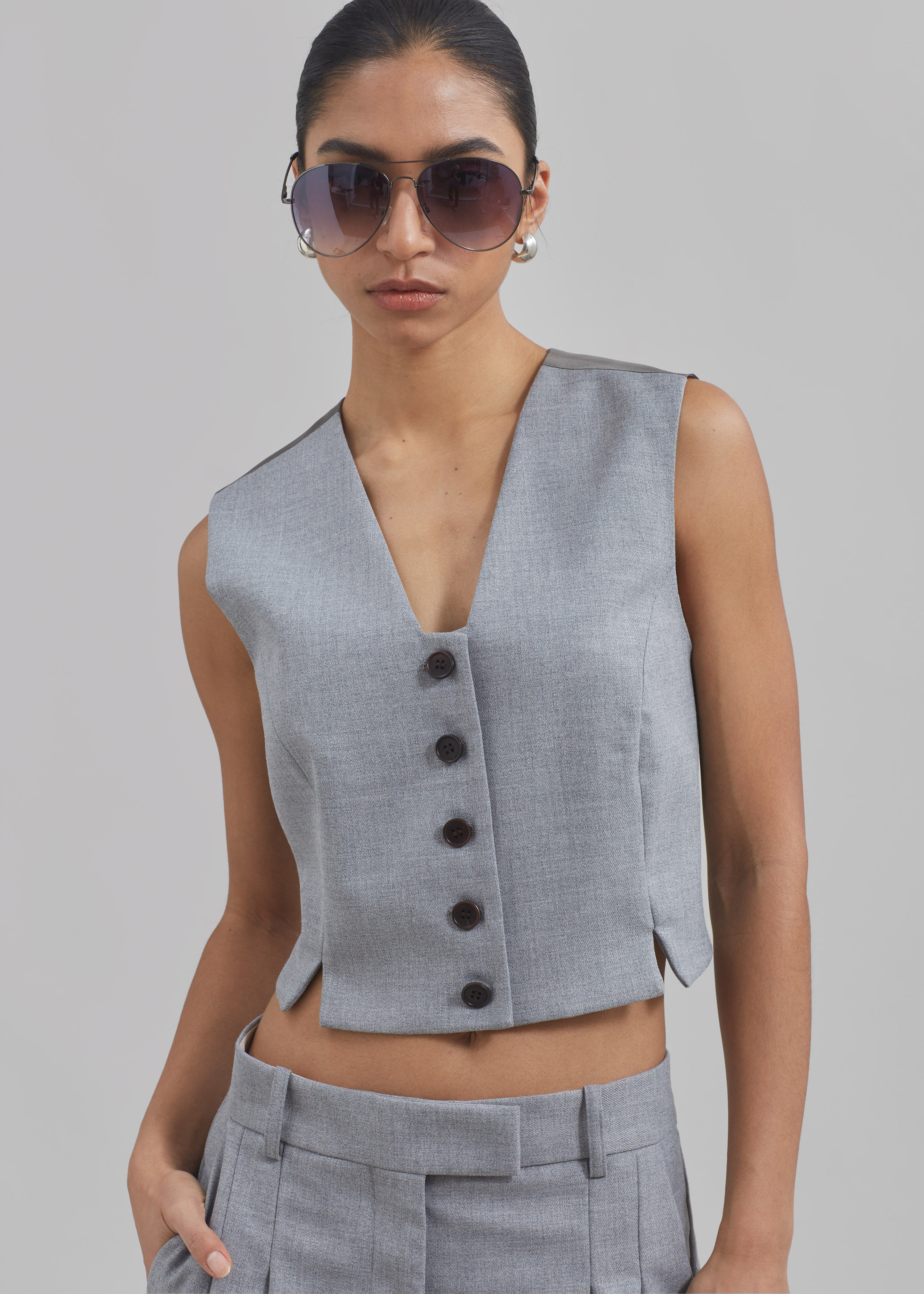 By Malene Birger Bettas Waistcoat - Grey Melange - 4
