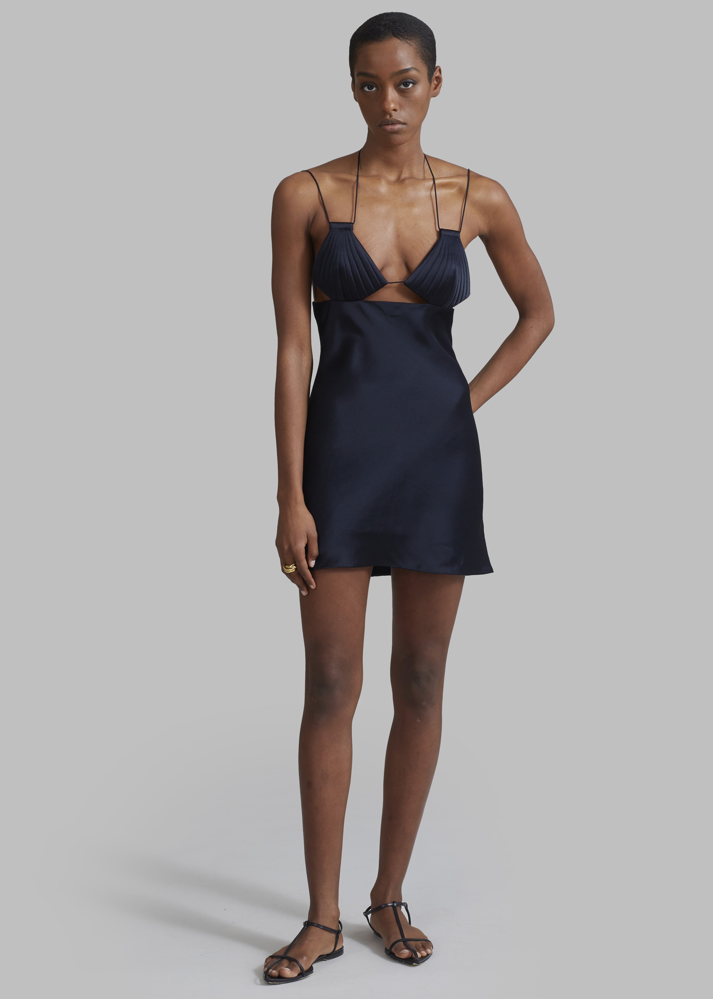 Bevza Mermaid Mini Dress - Dark Ink Navy - 1