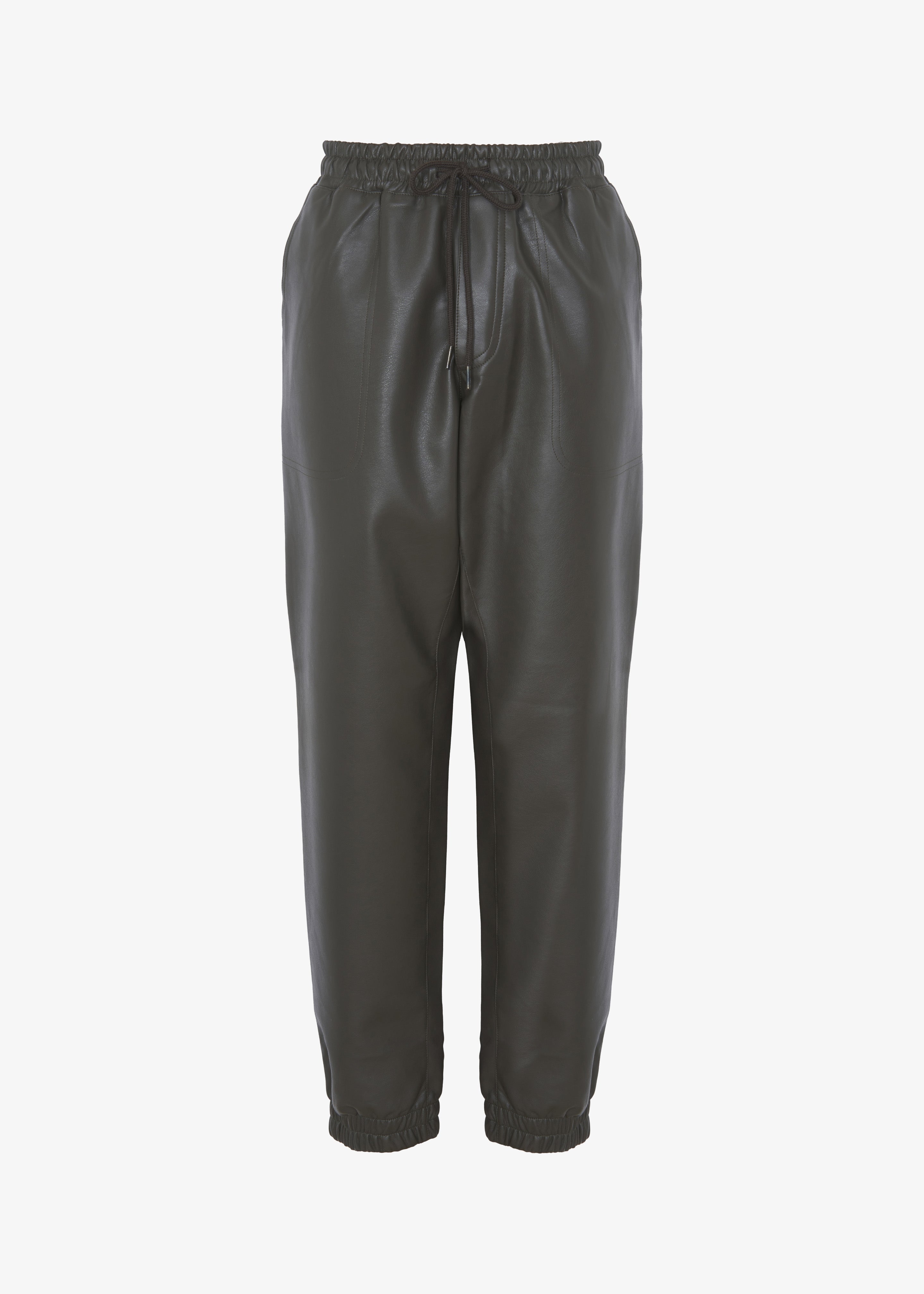 Brighton Faux Leather Joggers - Brown - 10