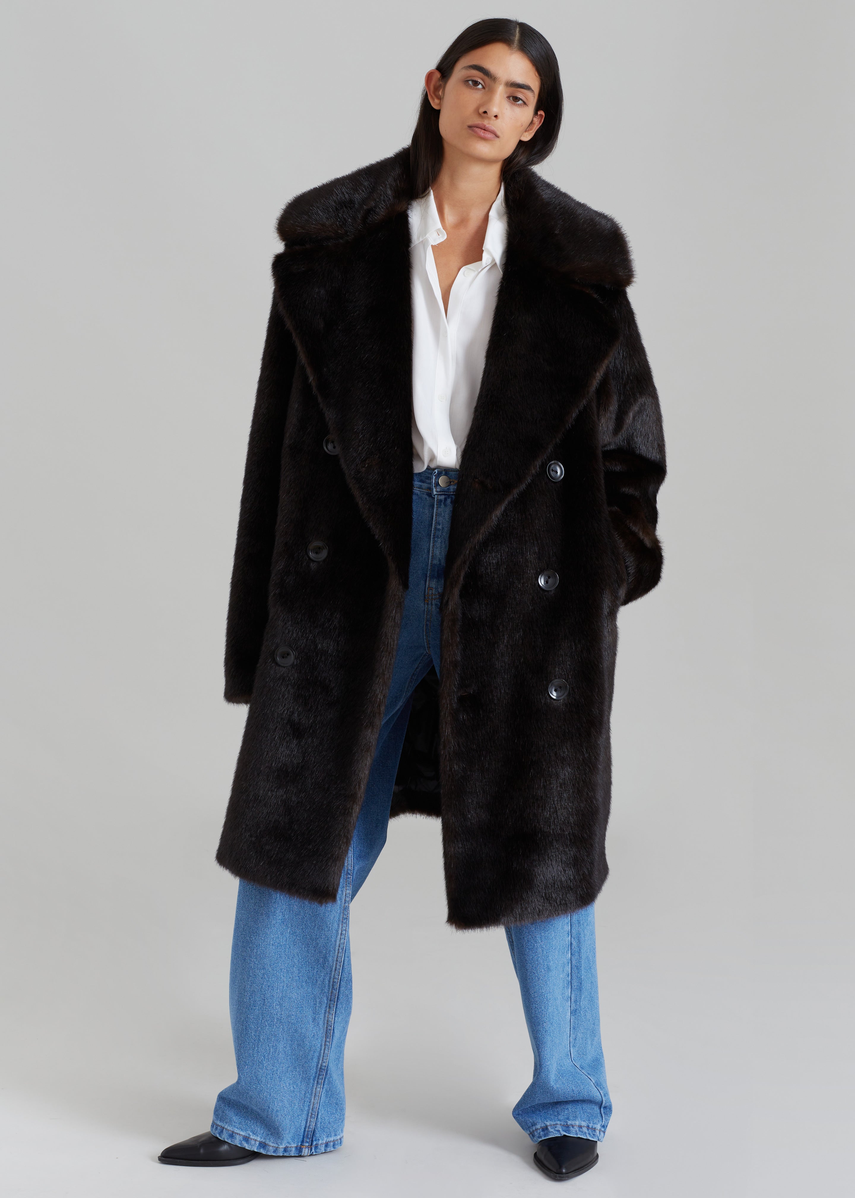 Brooke Faux Fur Coat - Dark Espresso - 5