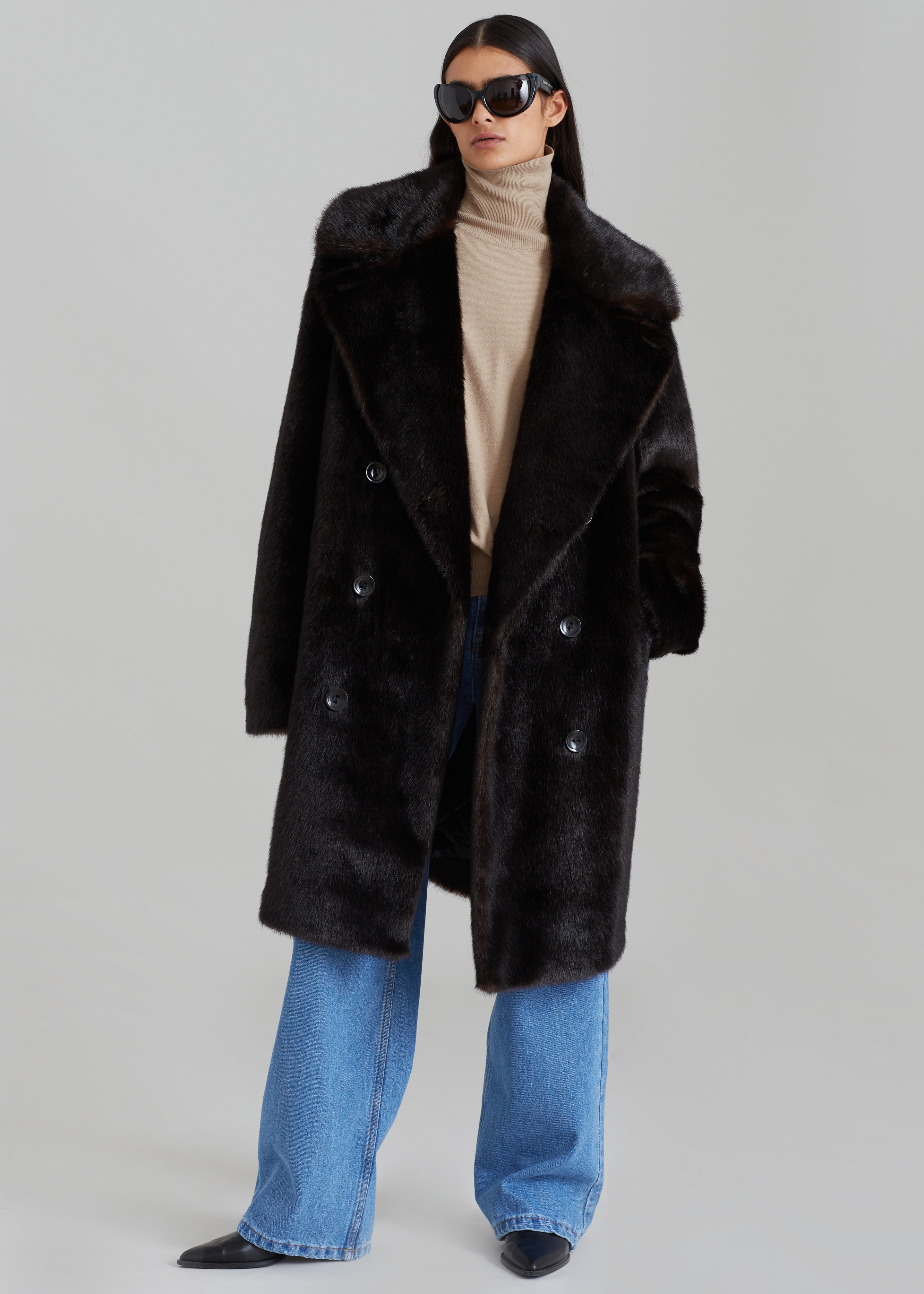 Brooke Faux Fur Coat - Dark Espresso - 4