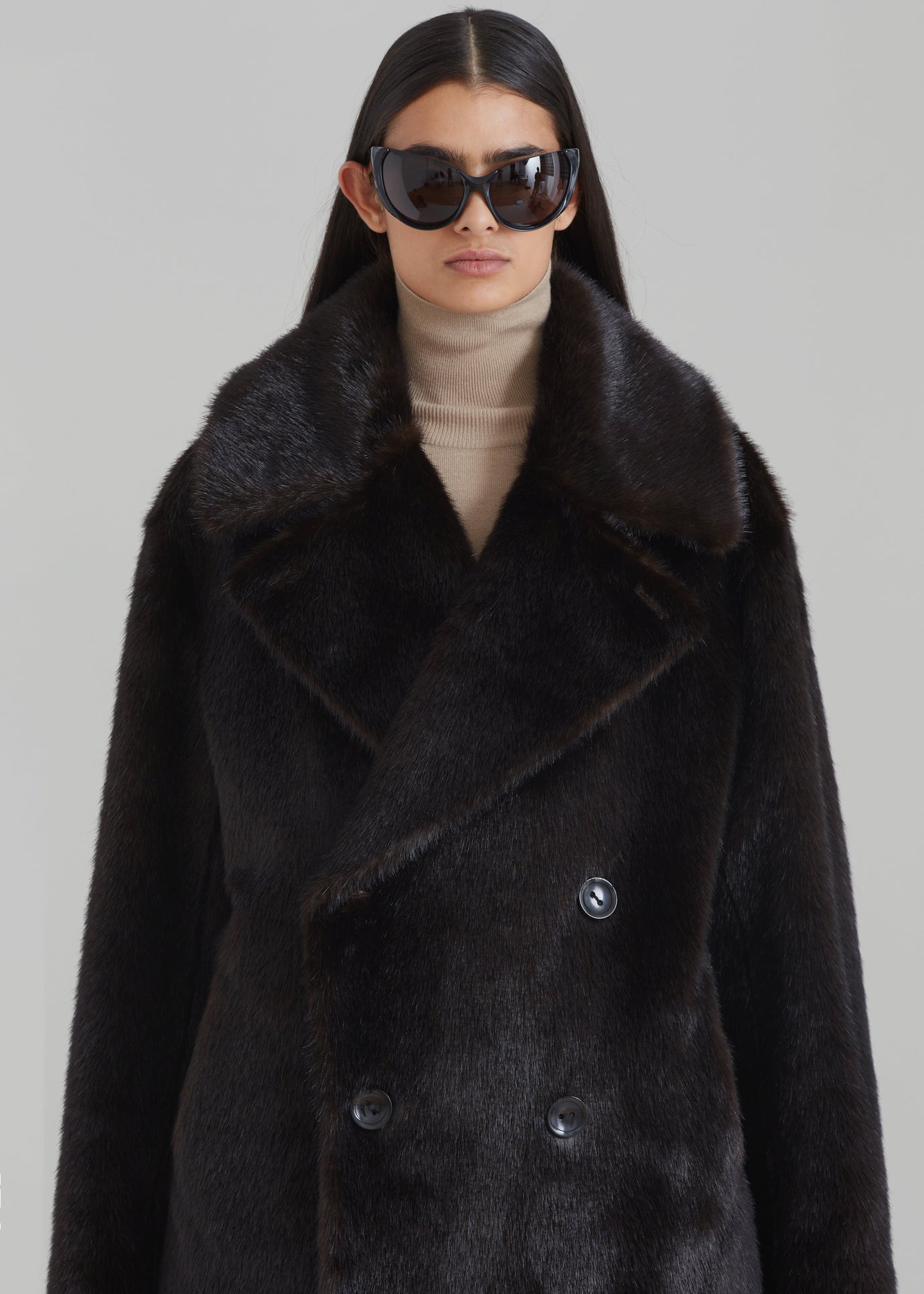 Brooke Faux Fur Coat - Dark Espresso - 1