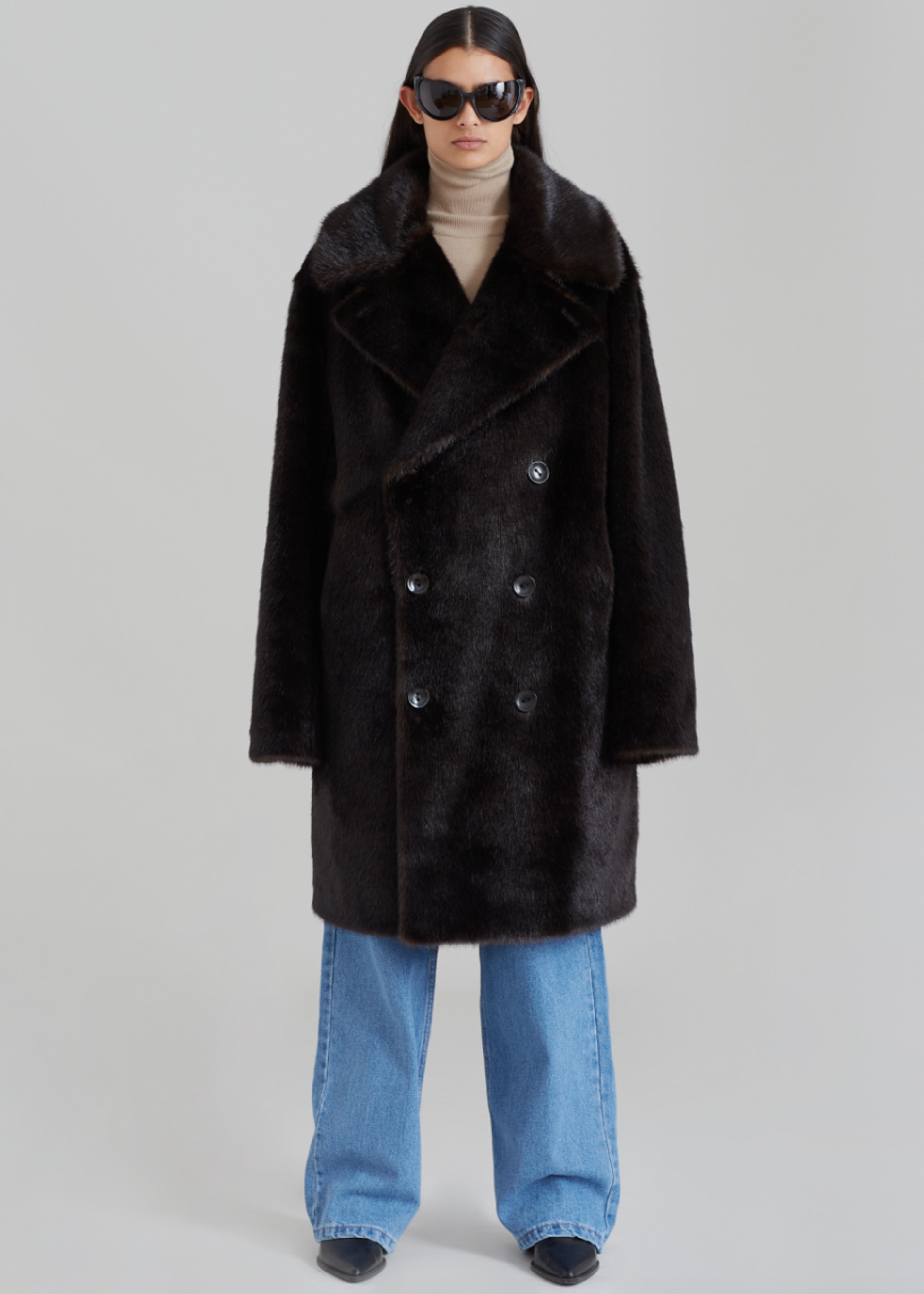 Brooke Faux Fur Coat - Dark Espresso - 3