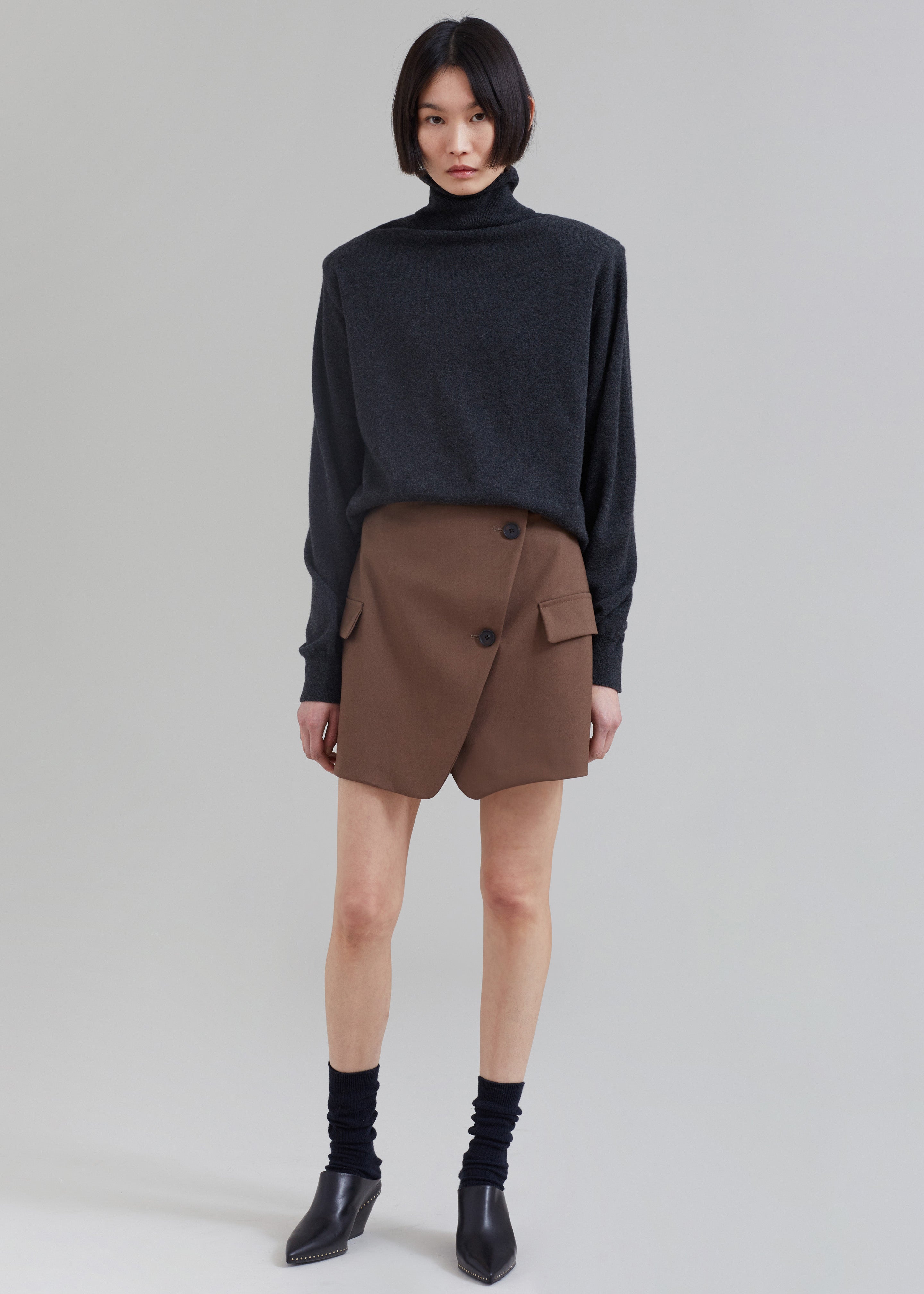 Camsel Cross Skirt - Brown - 3