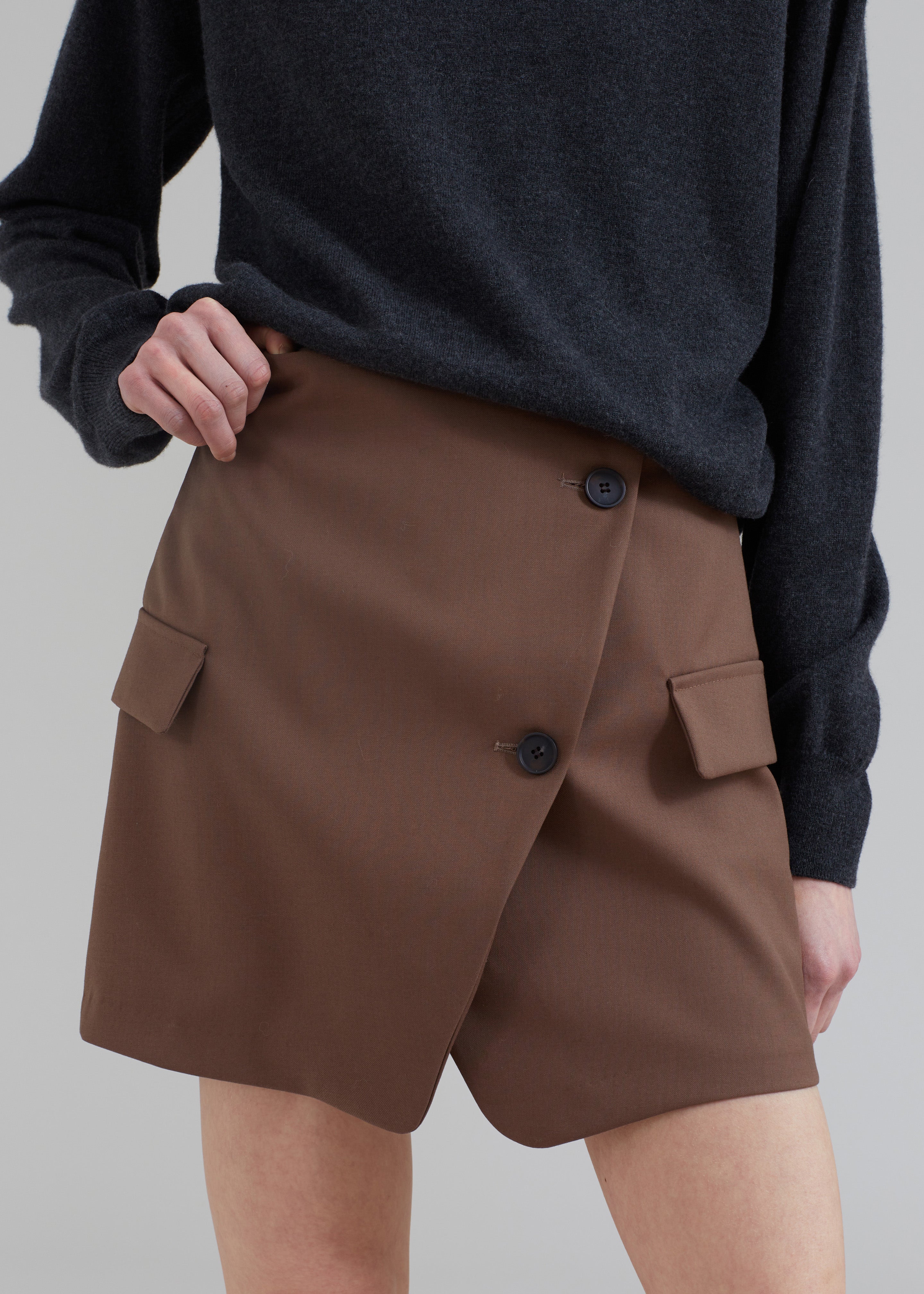 Camsel Cross Skirt - Brown - 2