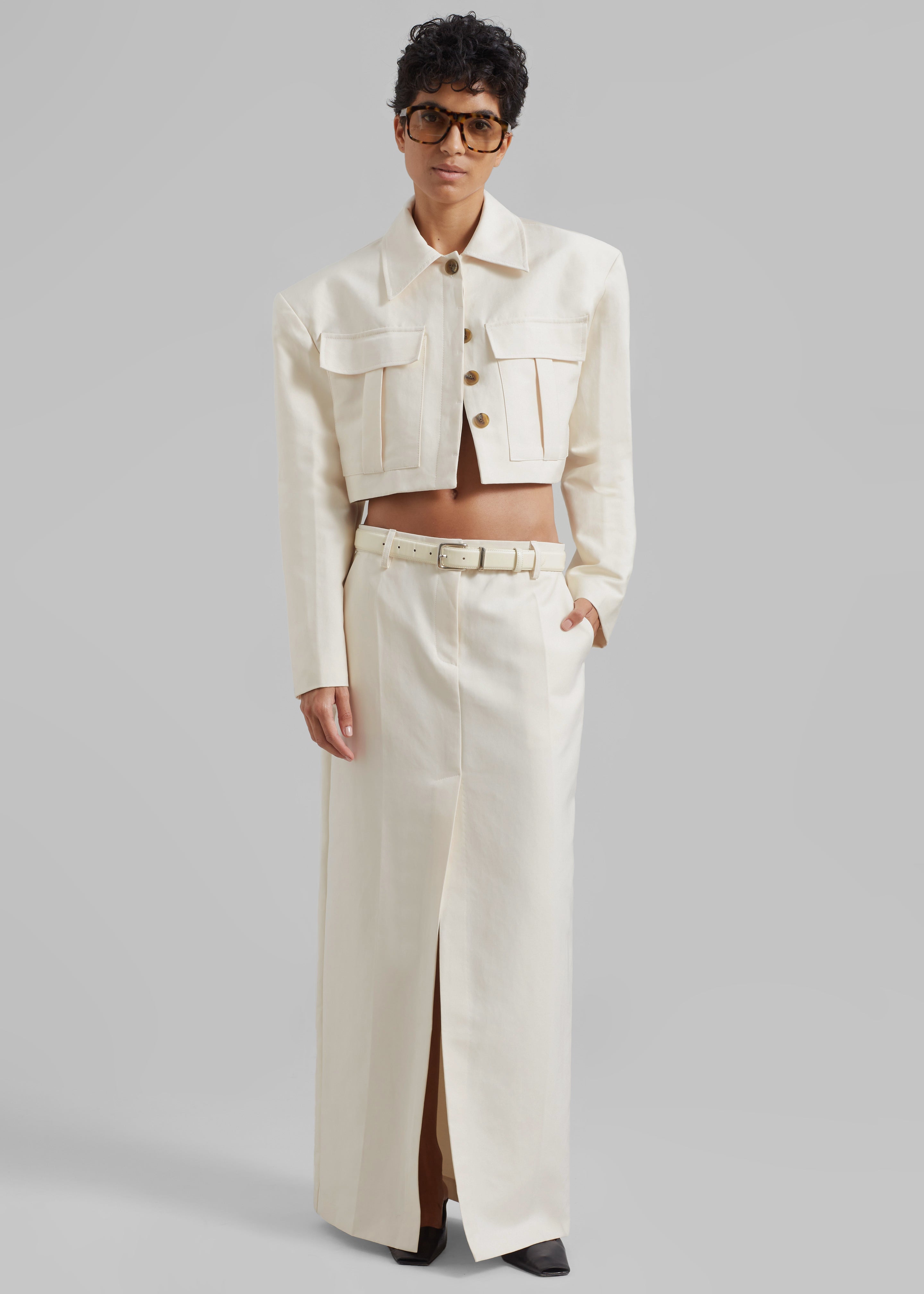 Carley Cropped Jacket - Cream - 2