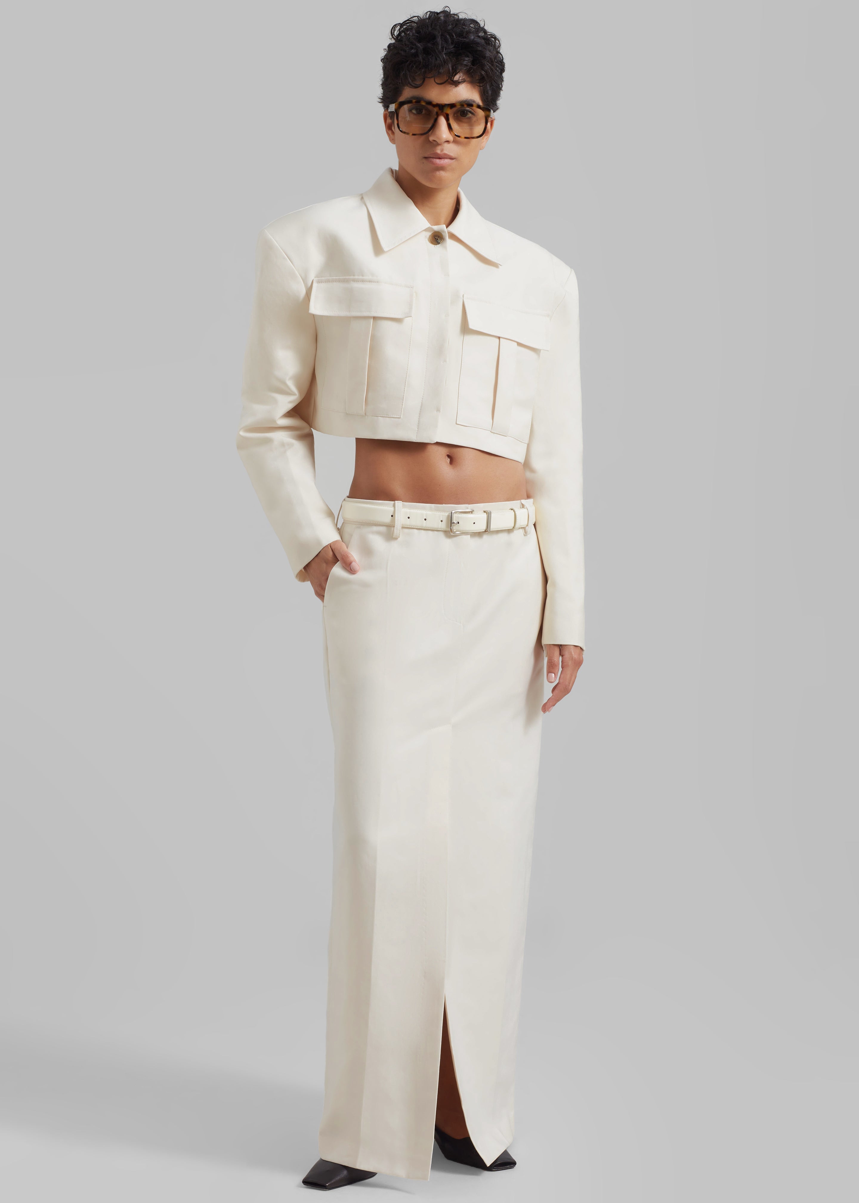 Carley Cropped Jacket - Cream - 5