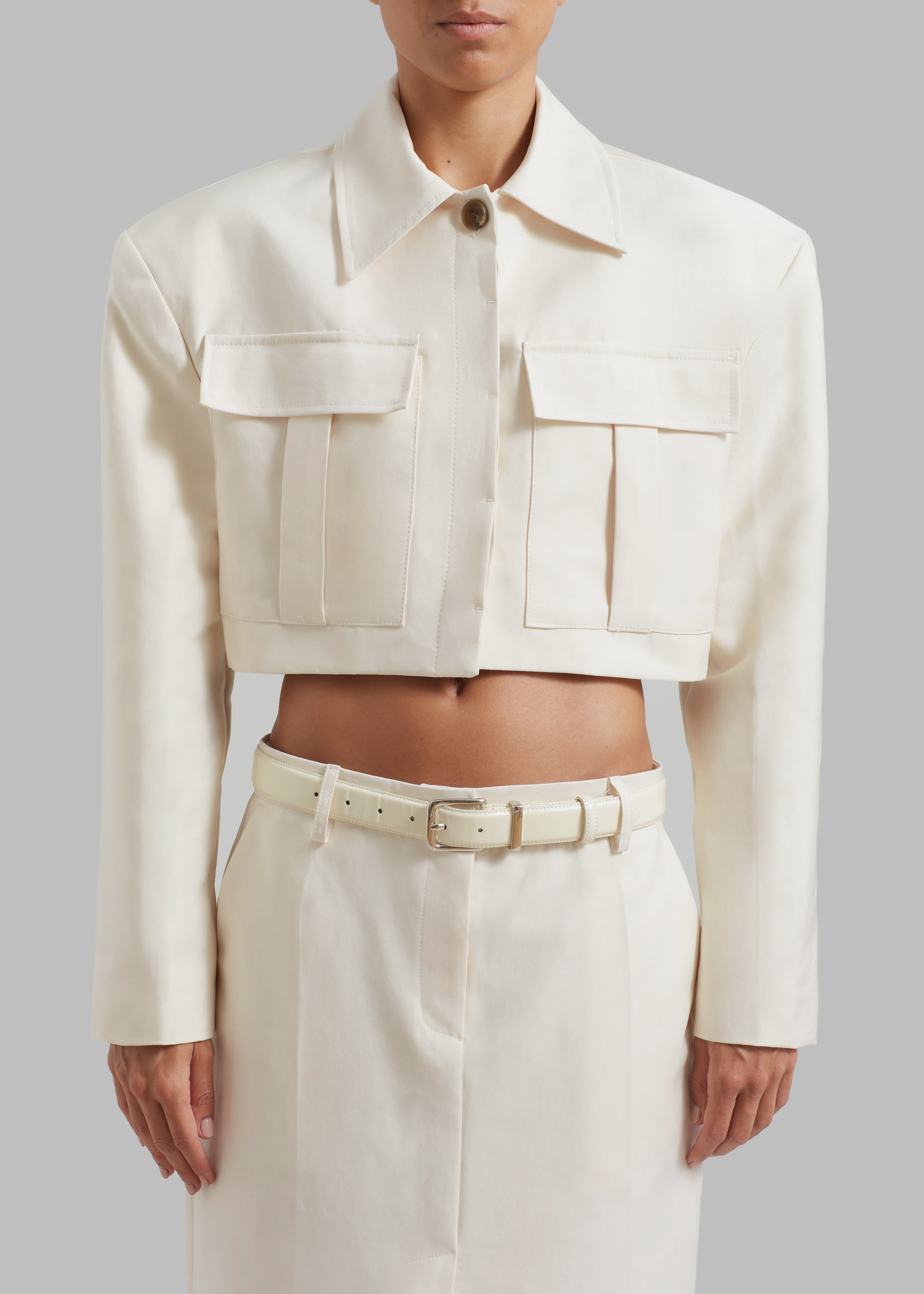 Carley Cropped Jacket - Cream - 4