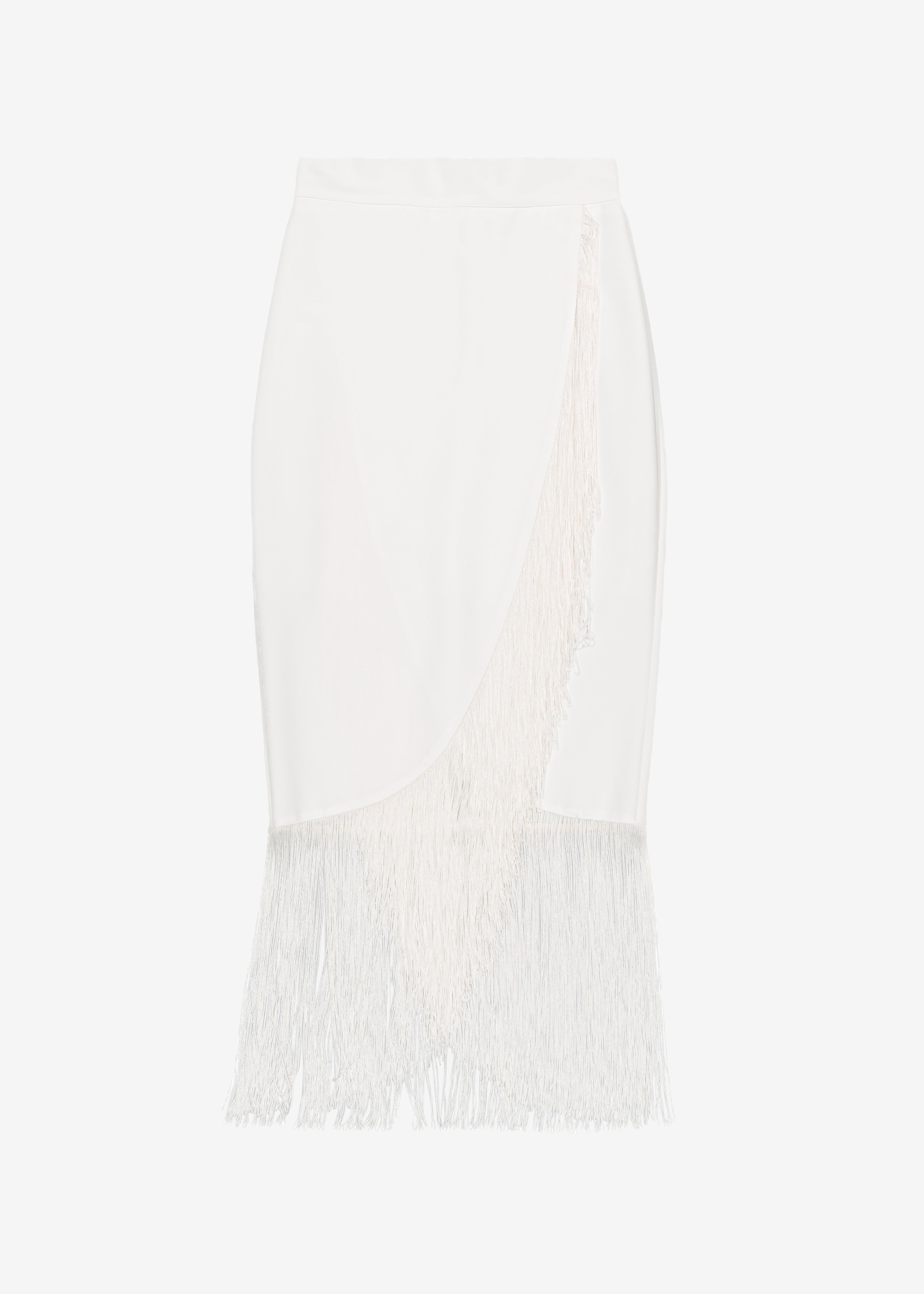 Cassidy Fringe Midi Skirt - White - 9