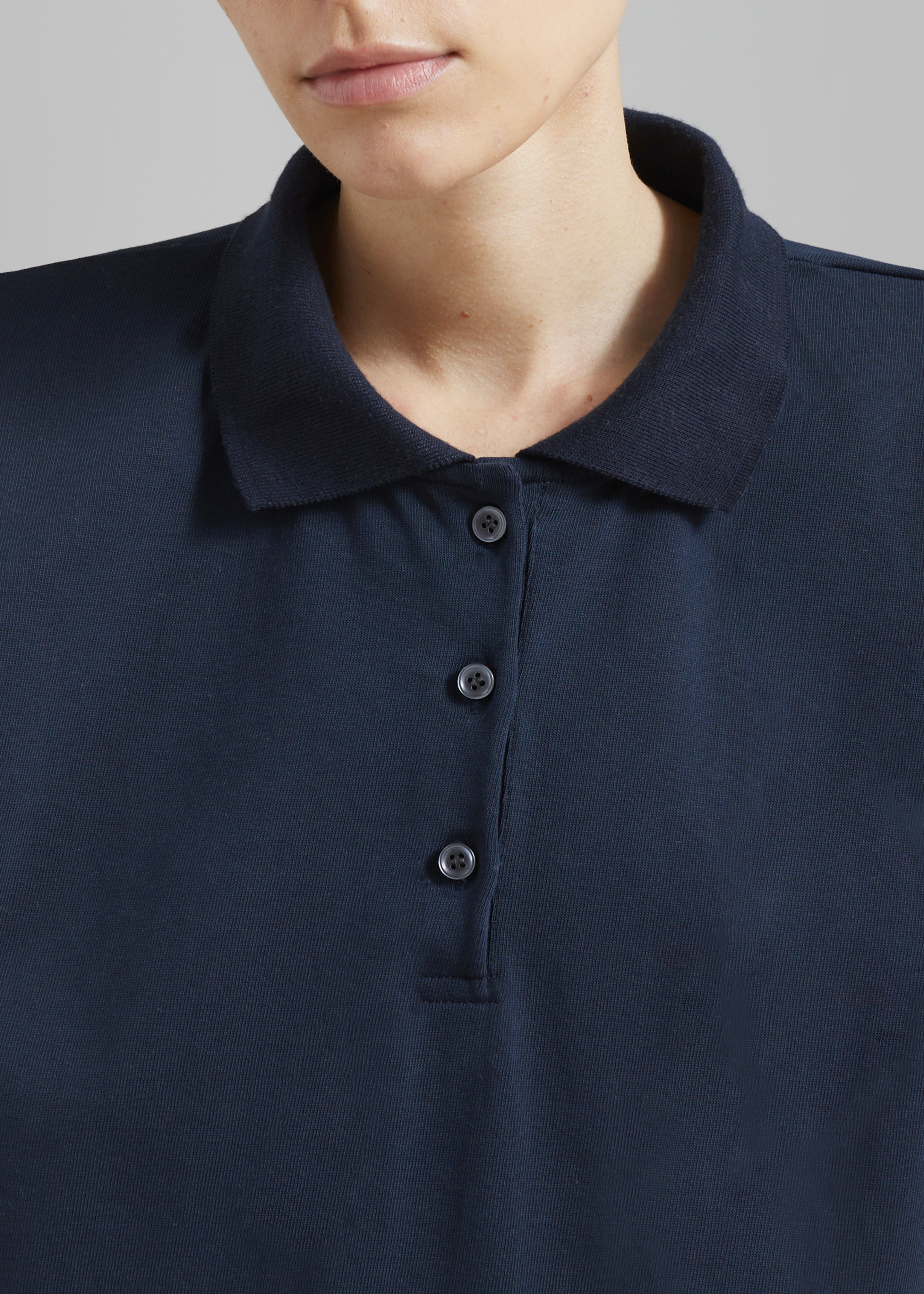 Chris Polo Padded Shoulders Mini Dress - Navy - 3