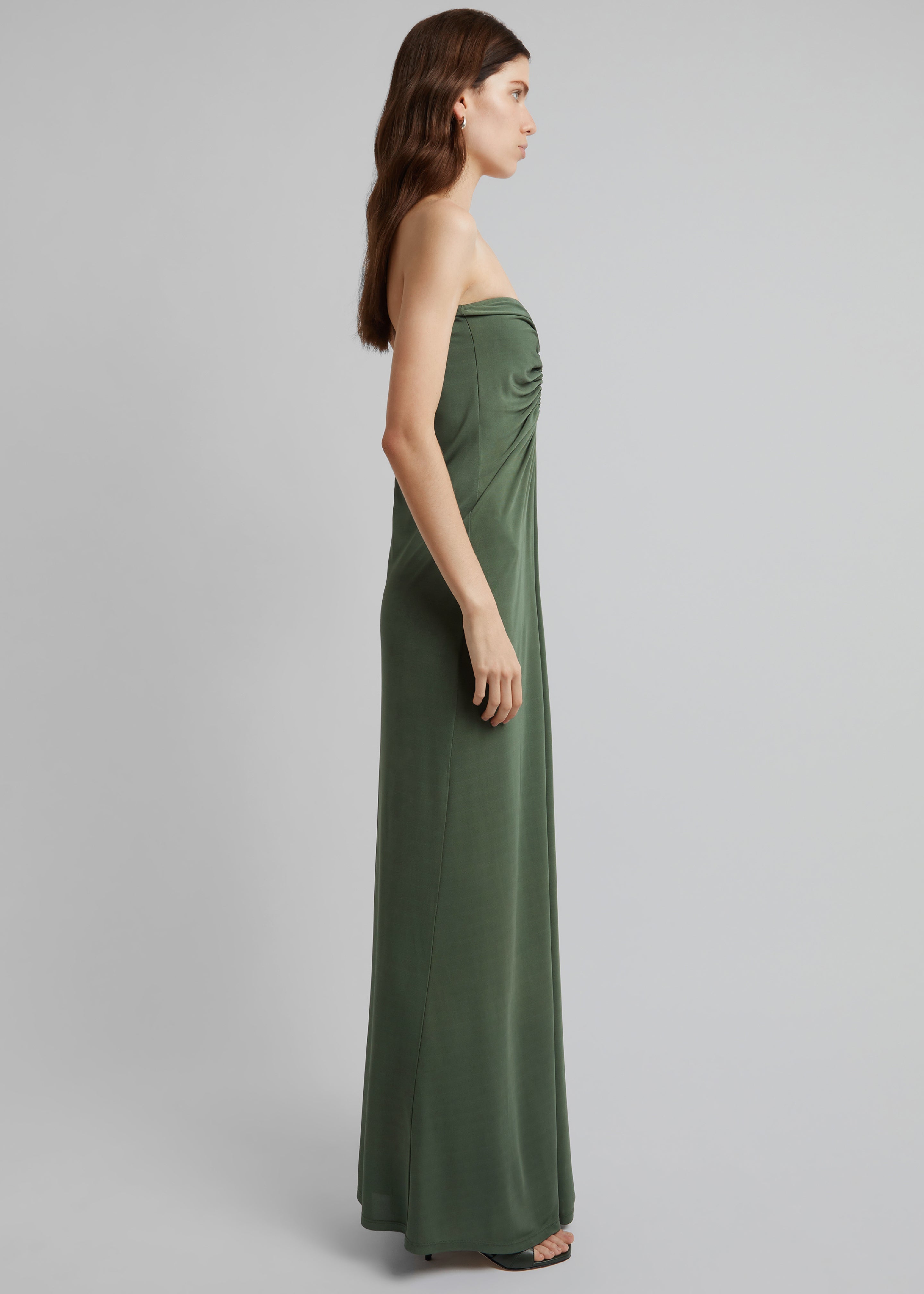 Christopher Esber Arced Palm Strapless Dress - Bottle Green - 4