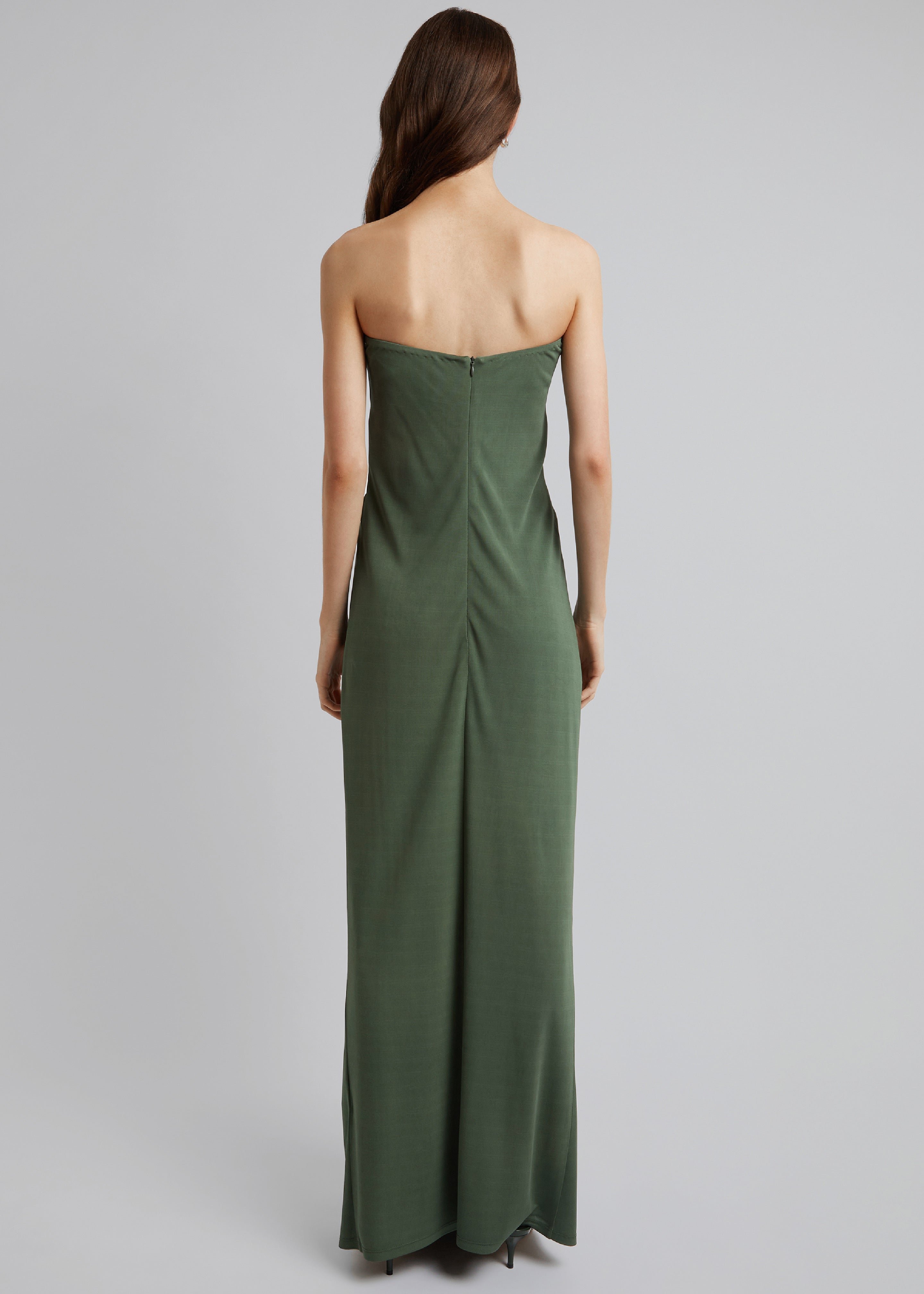 Christopher Esber Arced Palm Strapless Dress - Bottle Green - 5