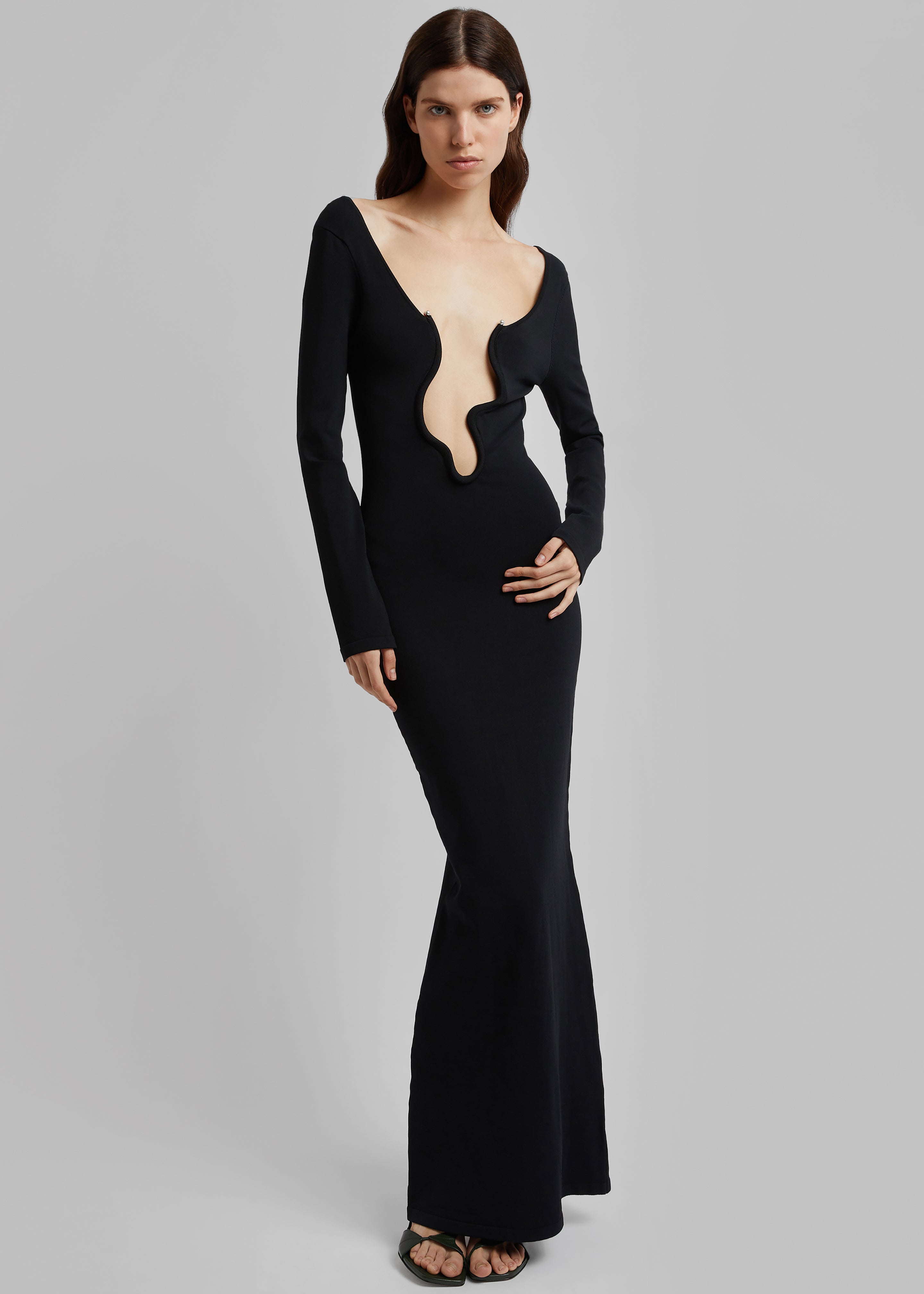 Christopher Esber Salacia Wire Long Sleeve Dress - Black - 2