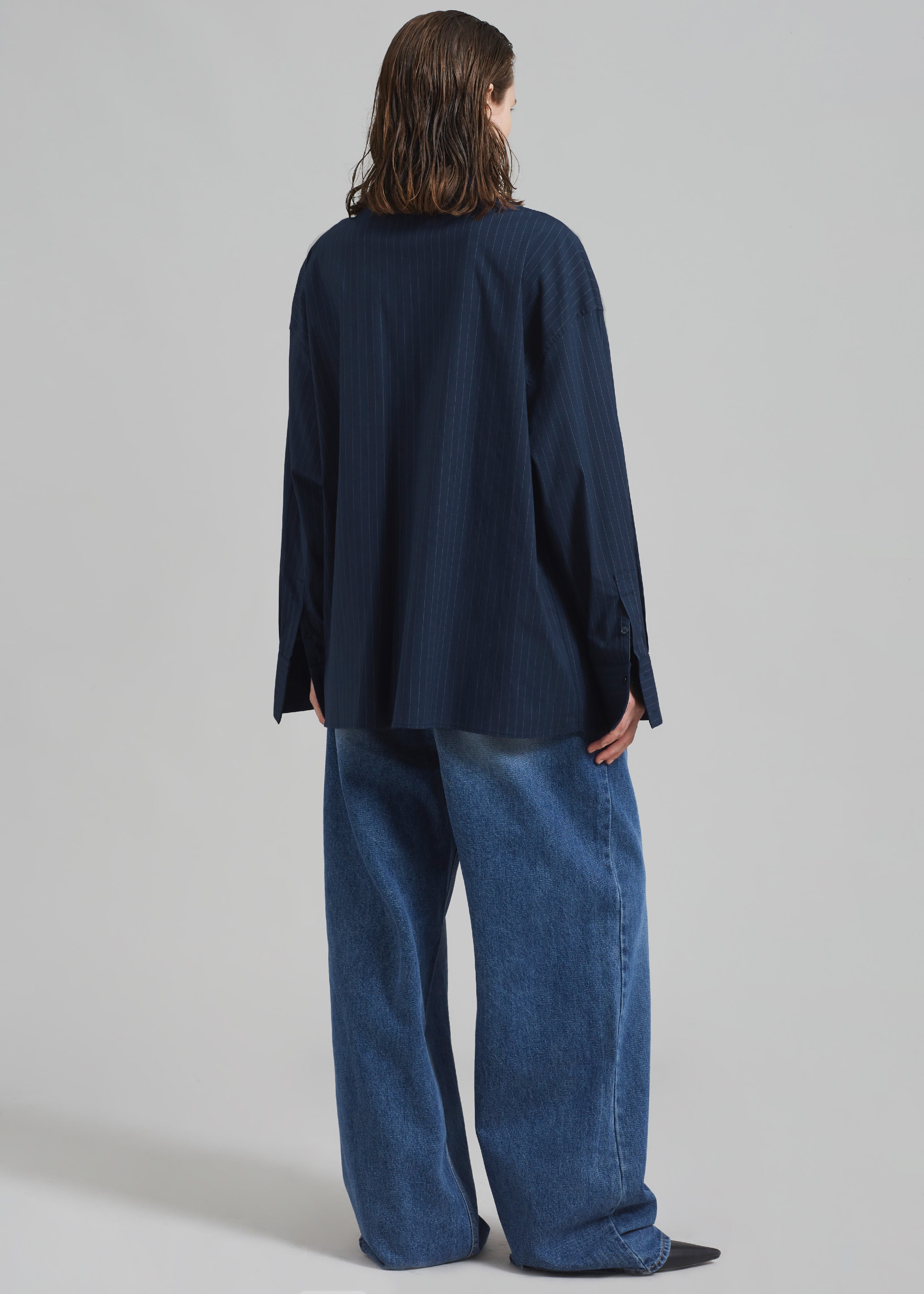 Conrad Button Up Shirt - Navy Pinstripe - 10