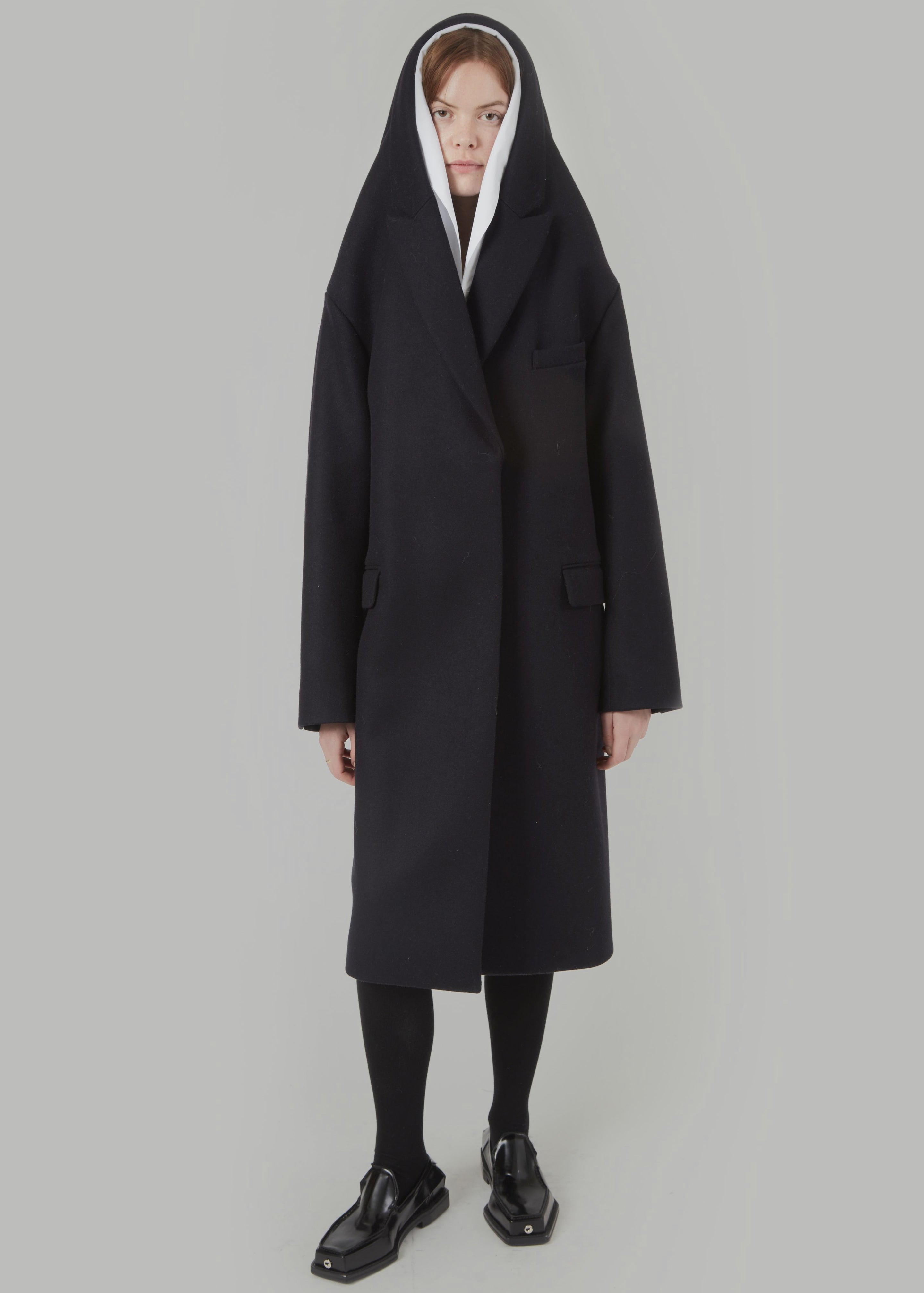 Coperni Hooded Double-Breasted Coat - Dark Navy - 2