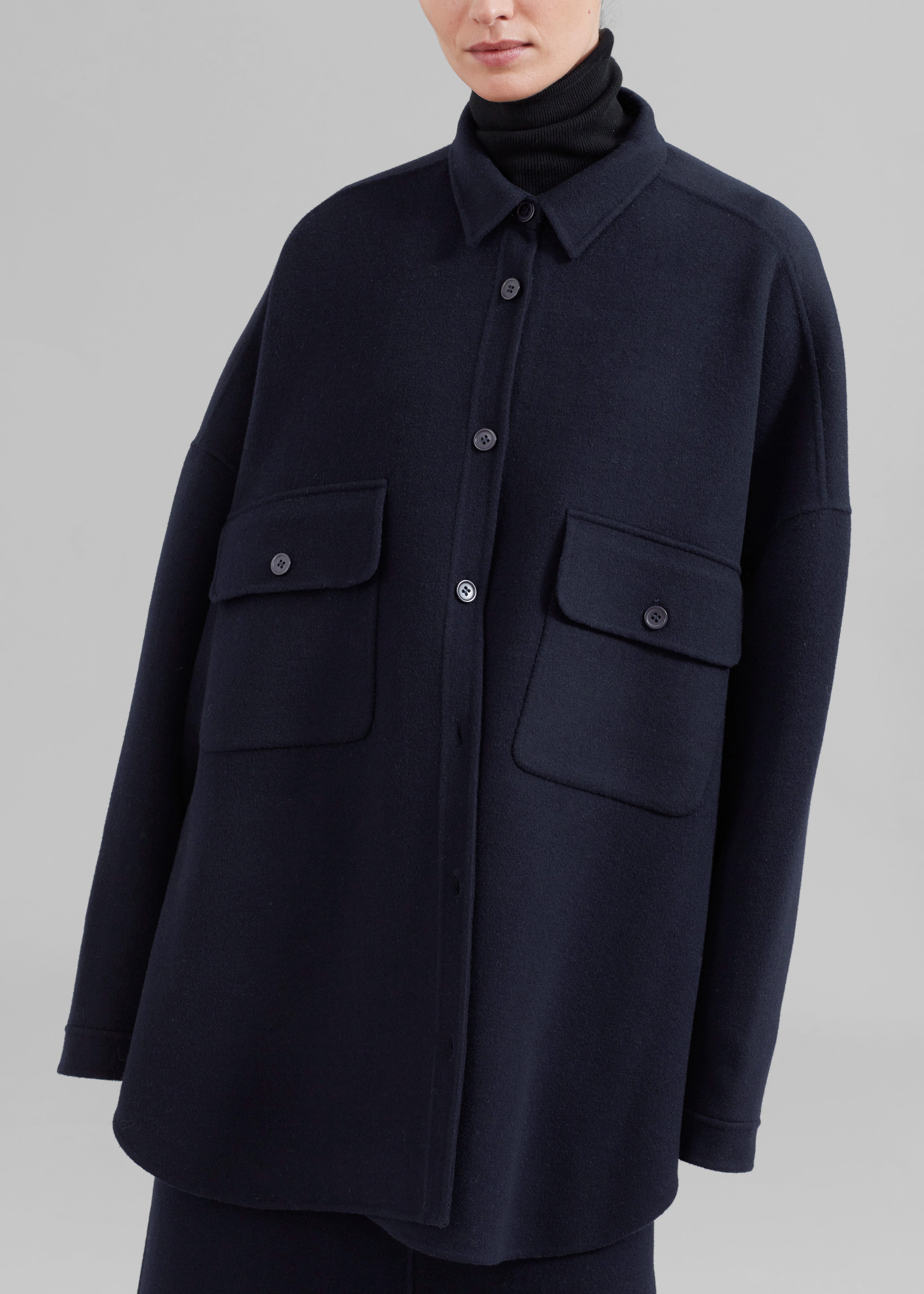 Dallas Wool Overshirt - Navy - 3