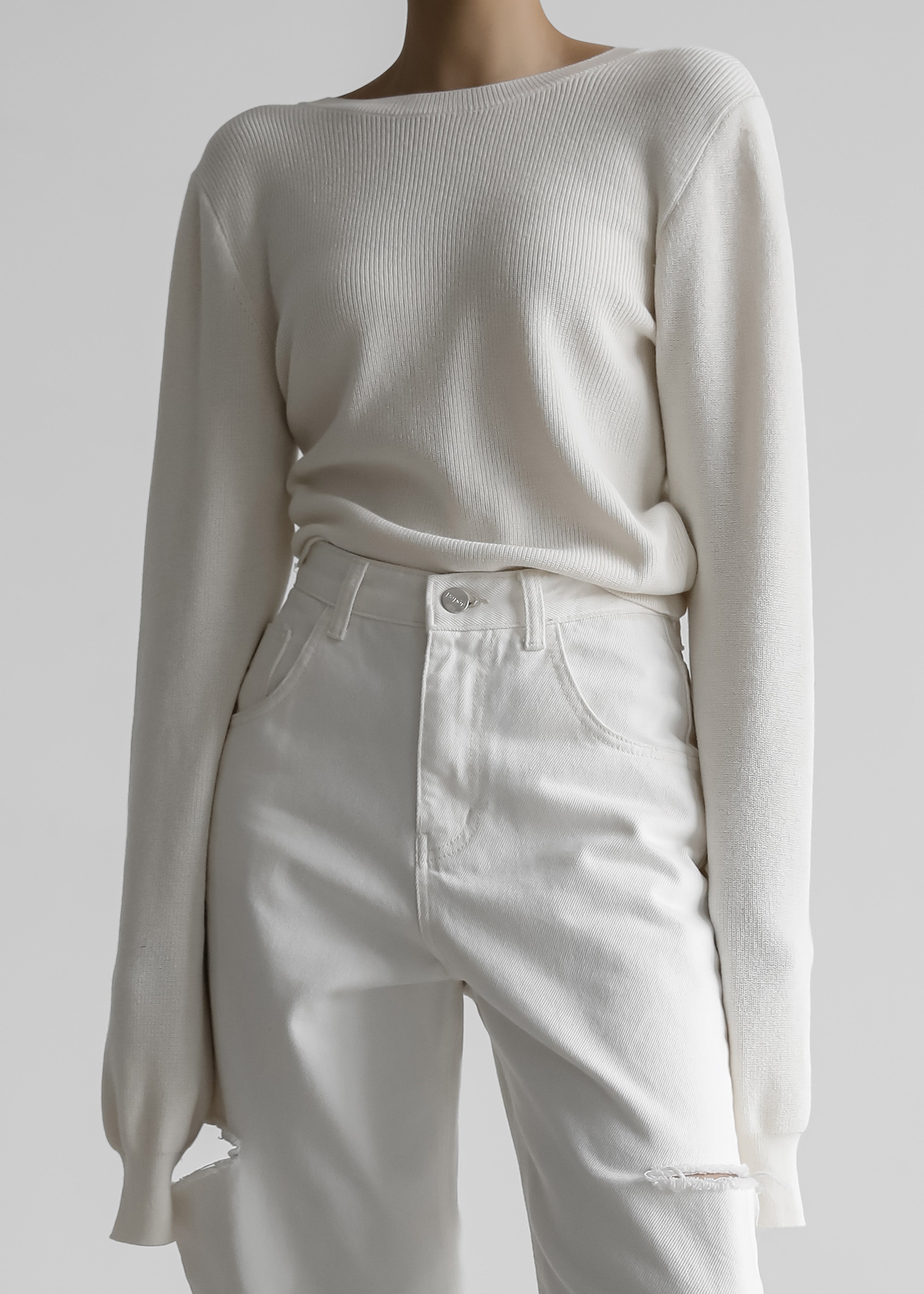 Darcey Twisted Knit Top - Cream - 10