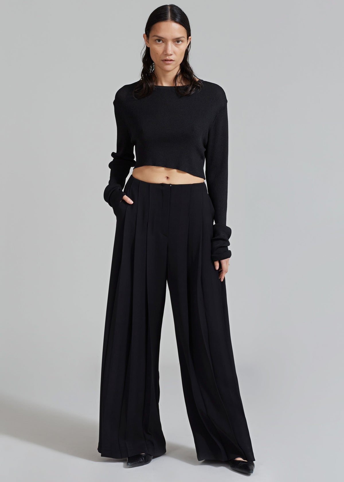 Dillon Pleated Pants - Black - 2