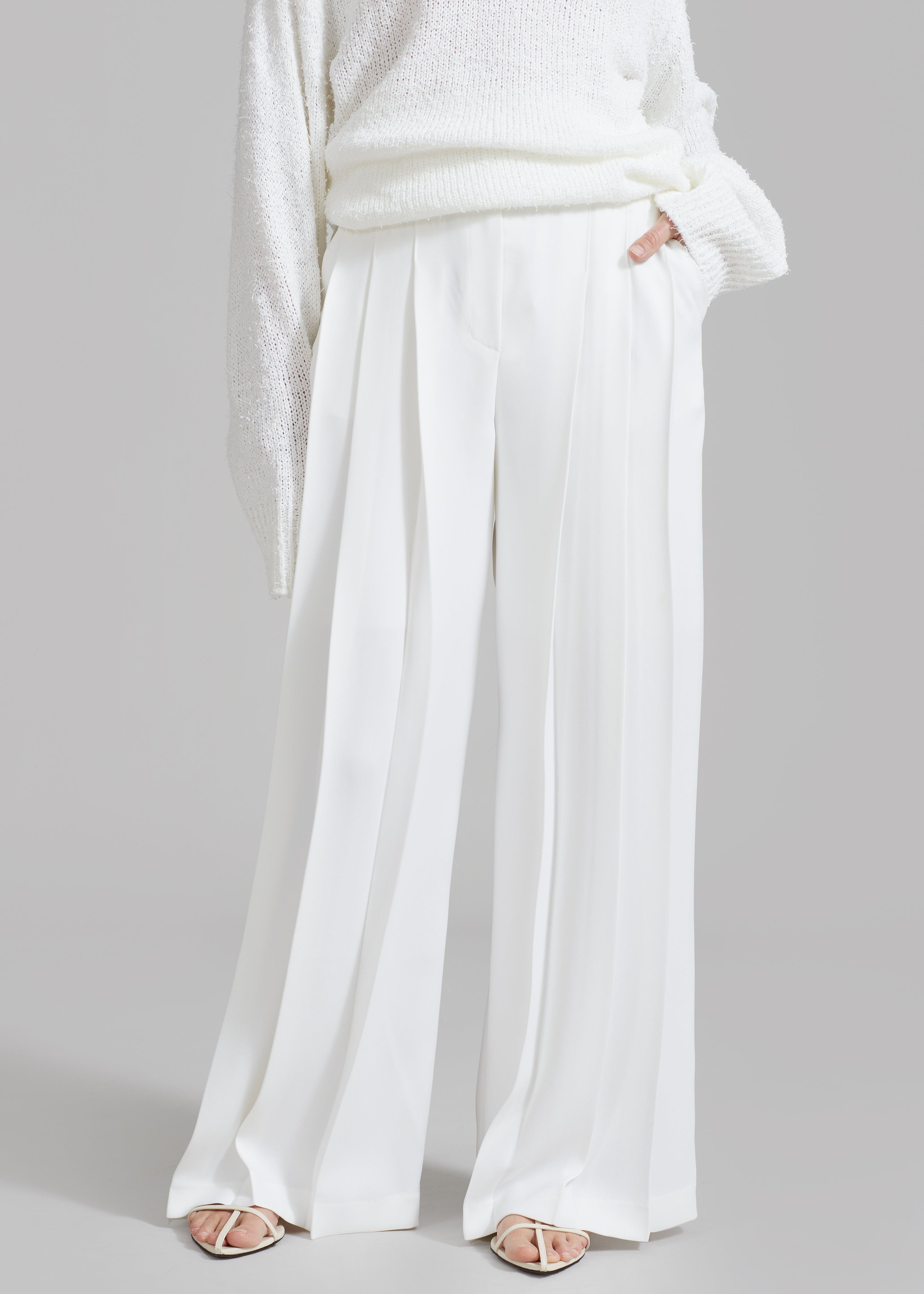 Dillon Pleated Pants - White - 5
