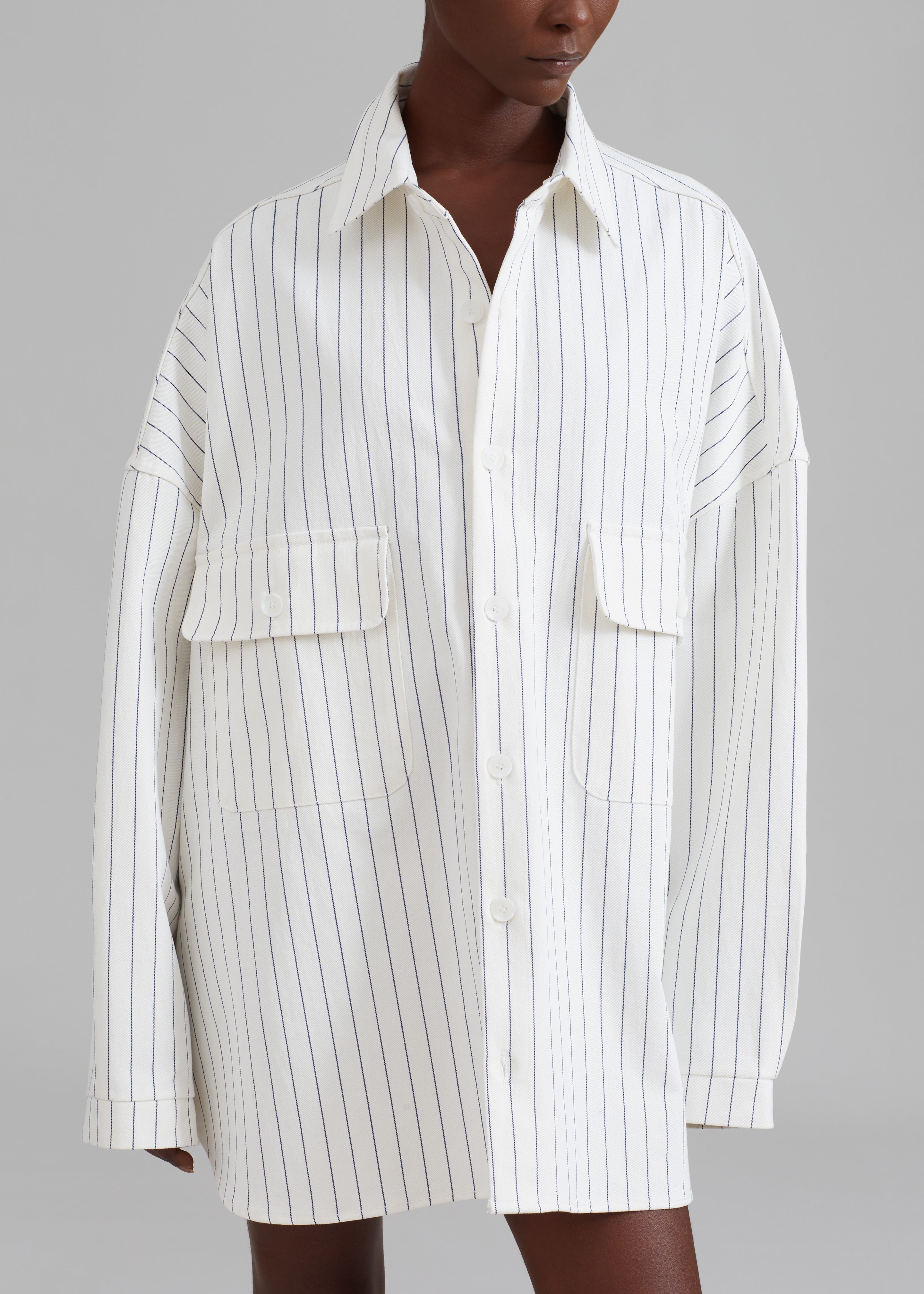 Dallas Denim Overshirt - Blue Pinstripe - 10
