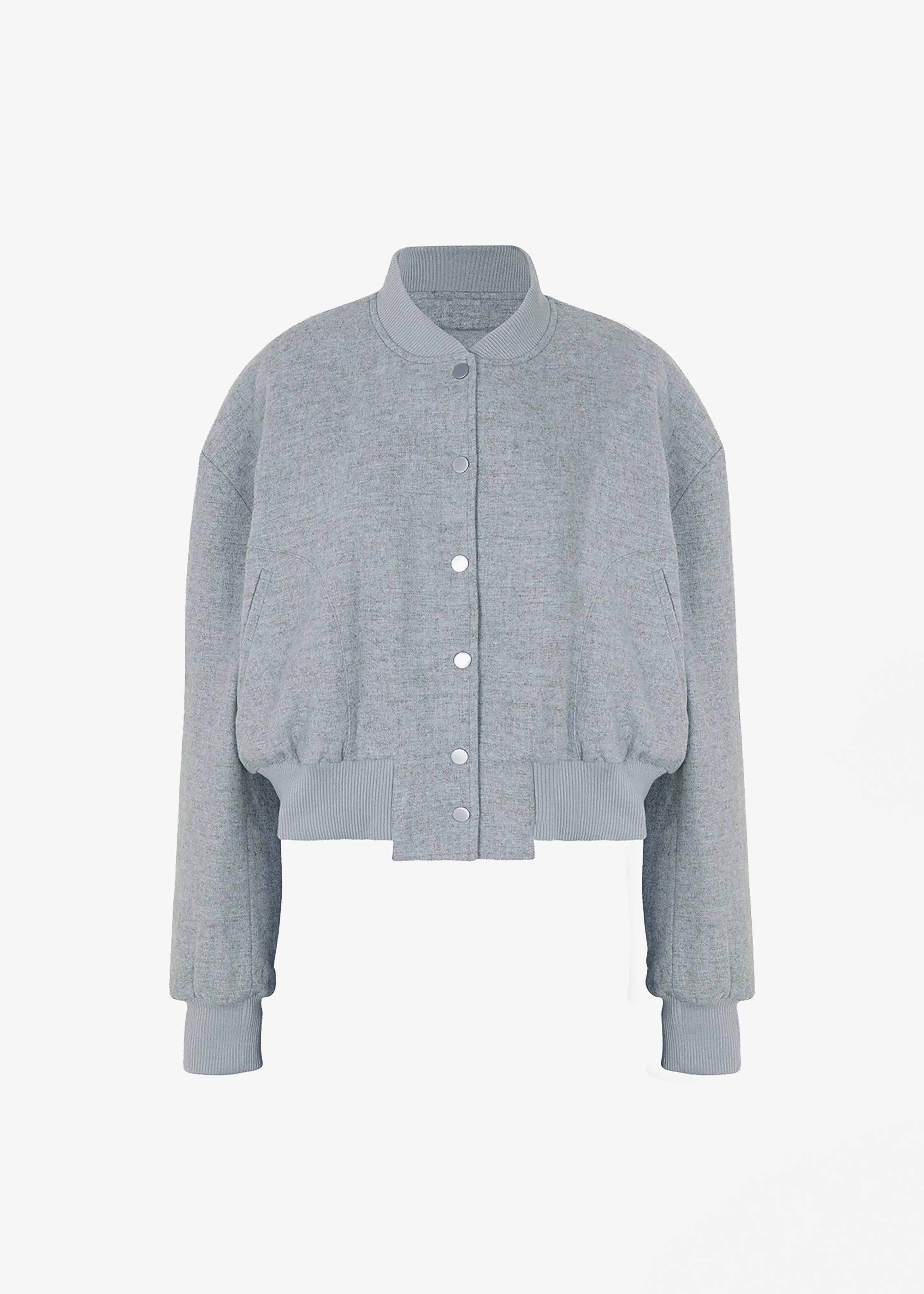 Debbie Wool Bomber - Grey Melange - 11