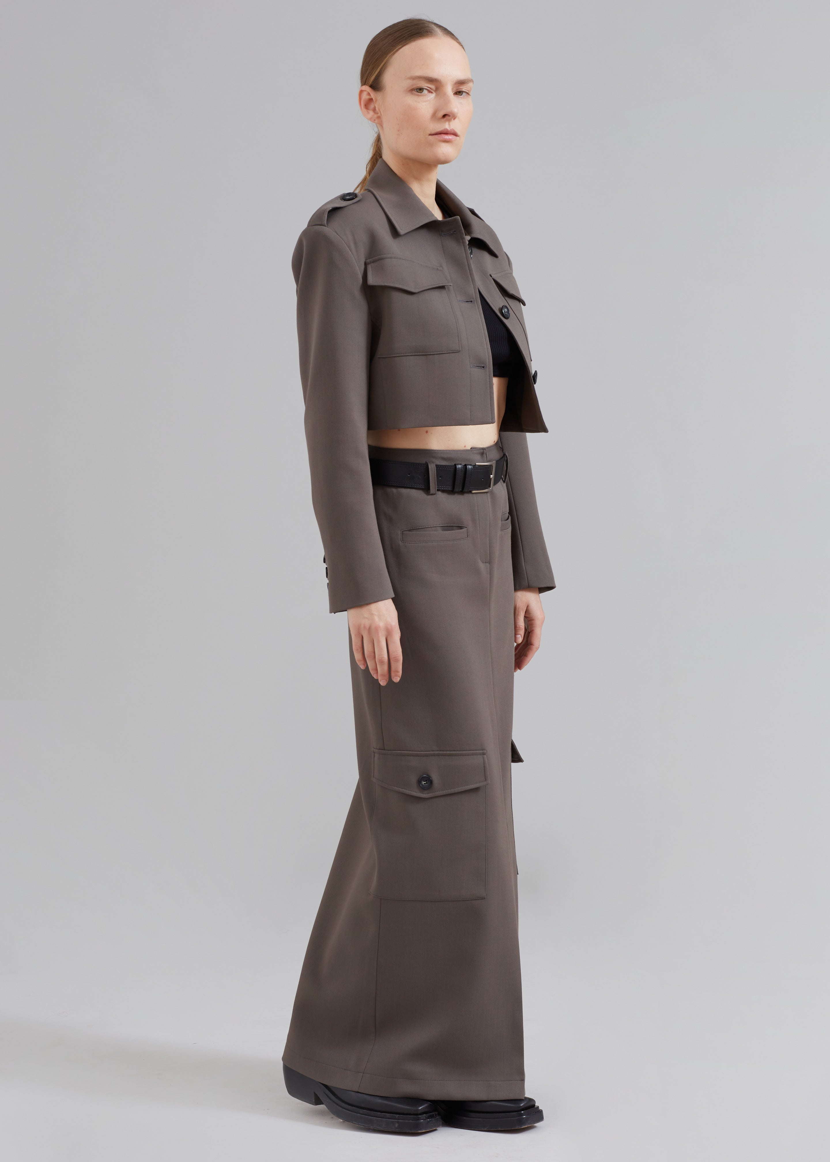 Eden Long Cargo Skirt - Grey - 7