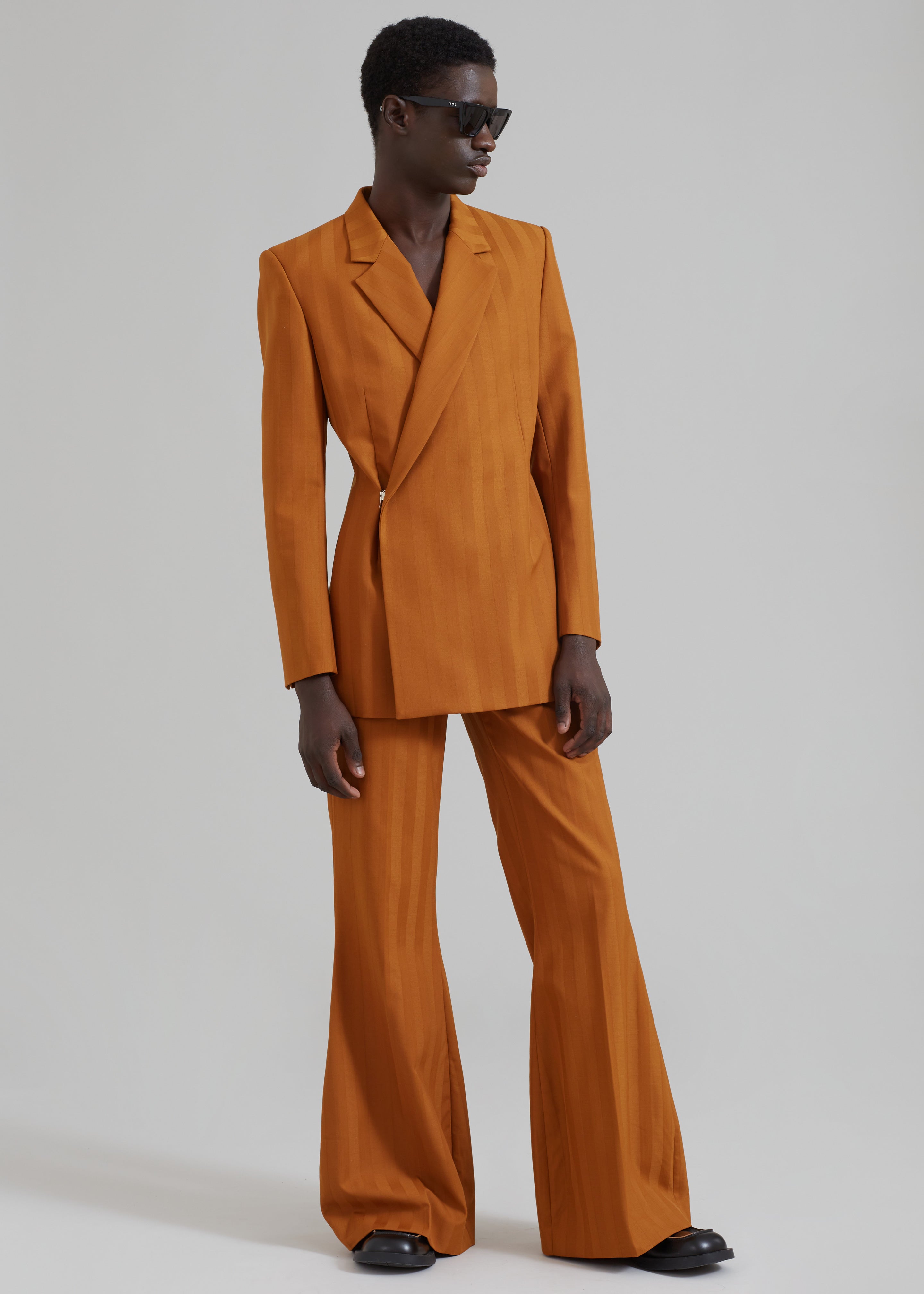 EGONLab Egonic Doubled Breasted Jacket - Orange Stripes Wool - 3