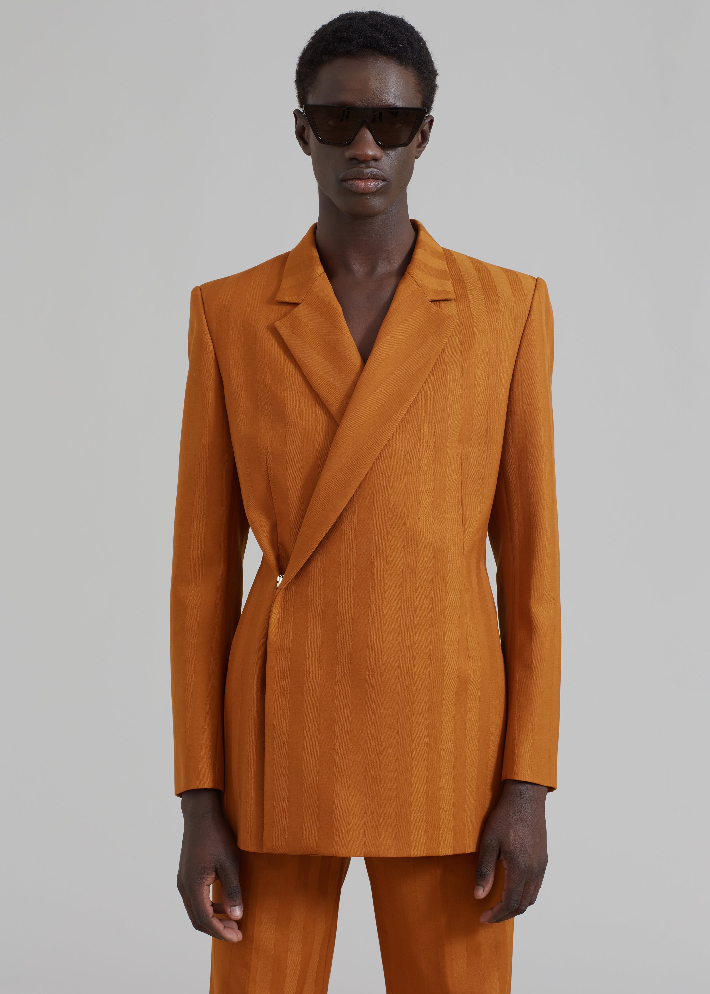 EGONLab Egonic Doubled Breasted Jacket - Orange Stripes Wool - 4