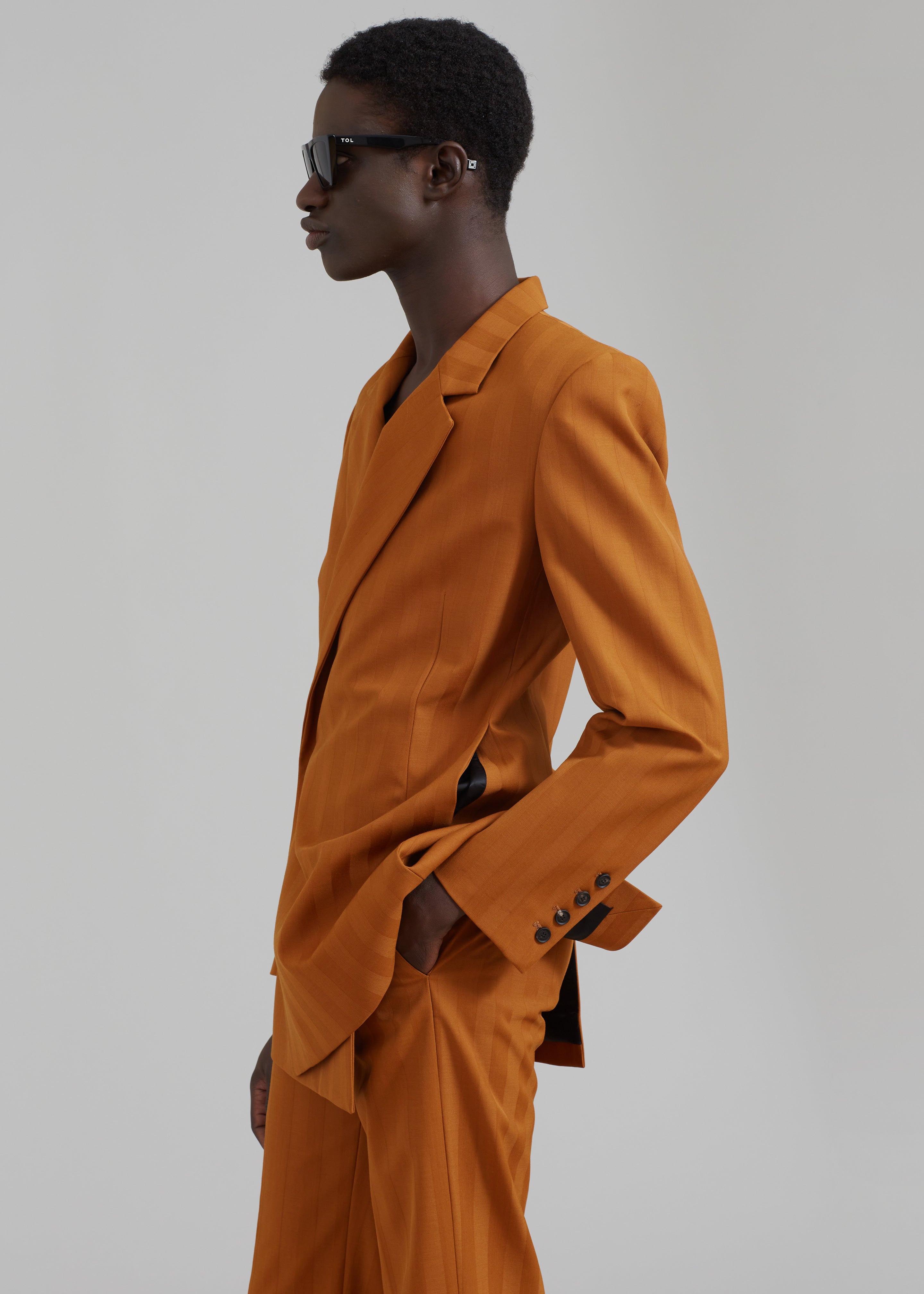 EGONLab Egonic Doubled Breasted Jacket - Orange Stripes Wool - 5