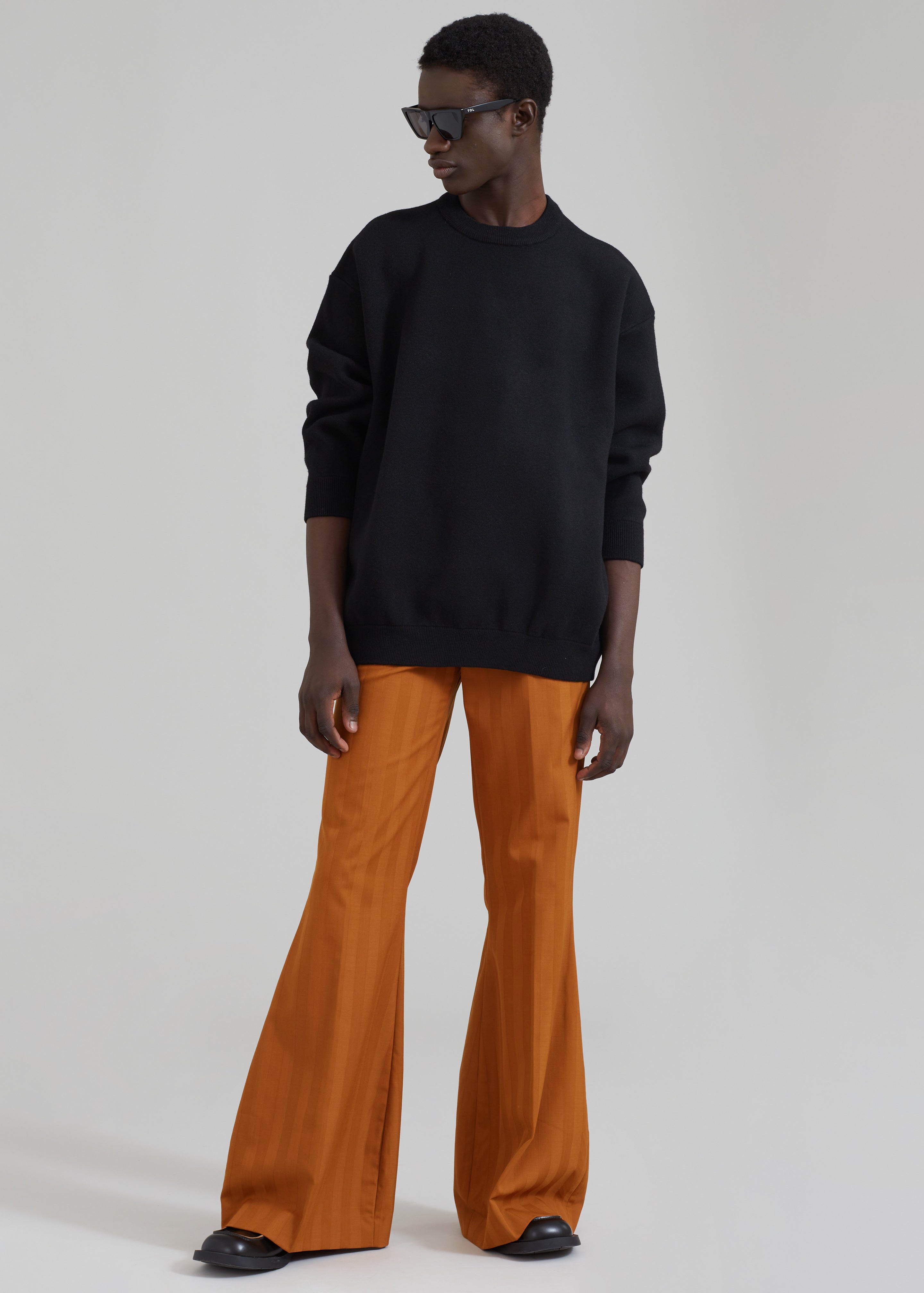 EGONLab Mega Flared Pants - Orange Stripes Wool - 1