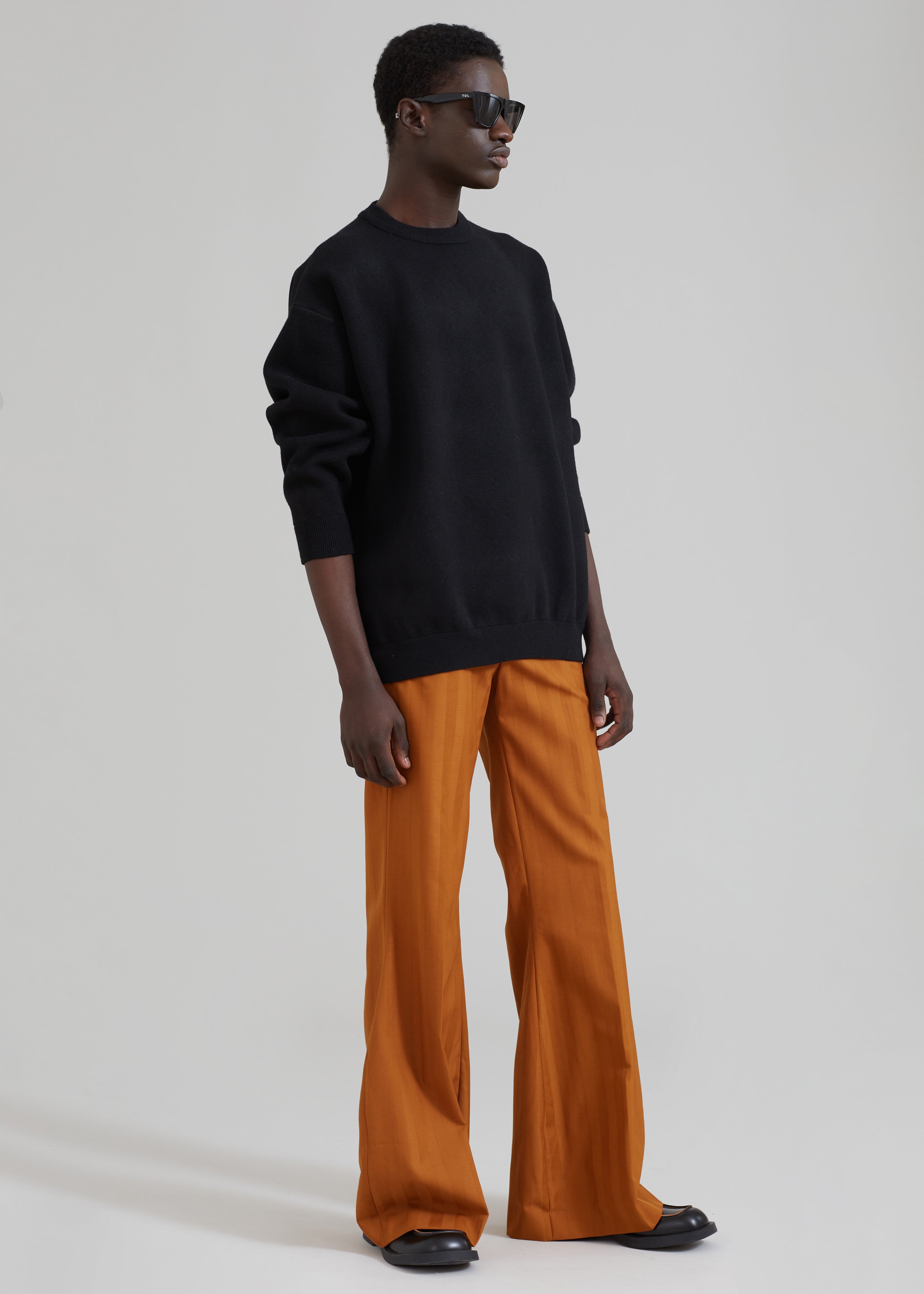 EGONLab Mega Flared Pants - Orange Stripes Wool - 5