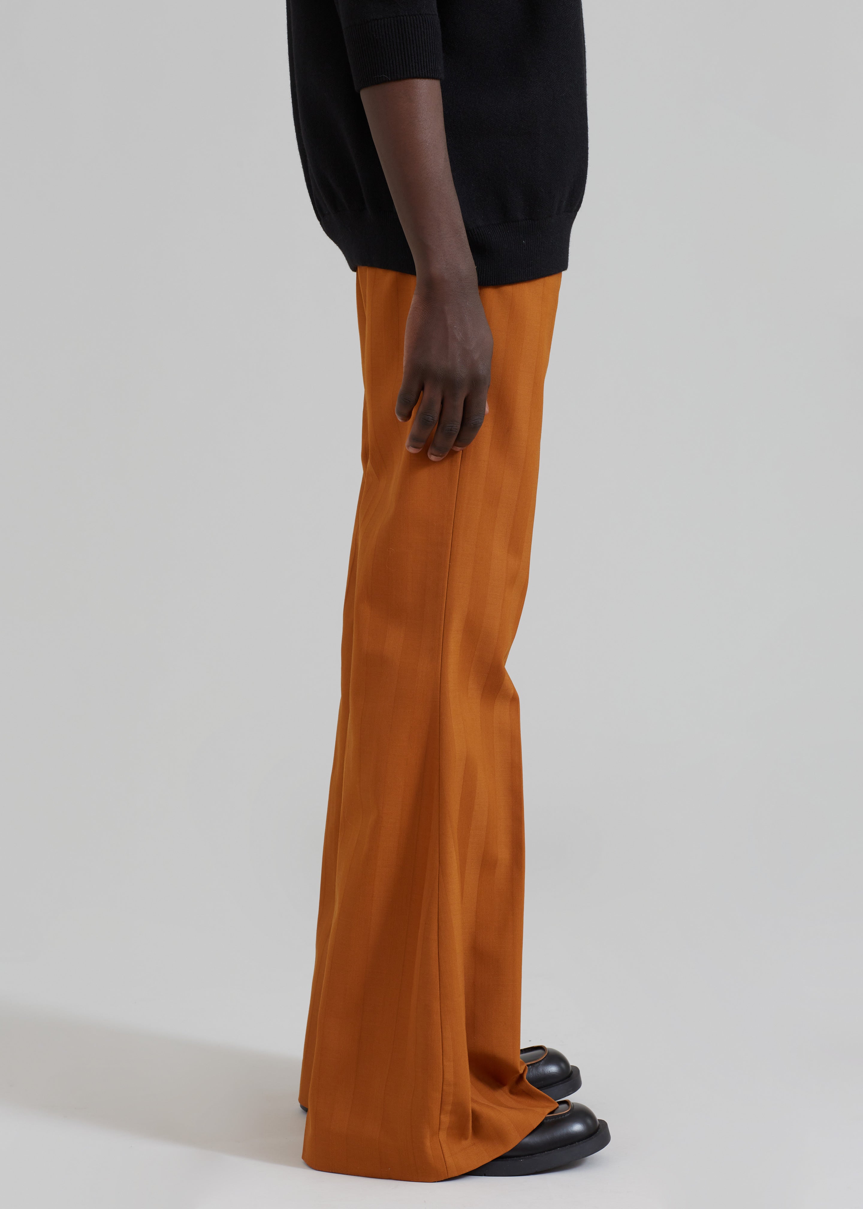 EGONLab Mega Flared Pants - Orange Stripes Wool - 4