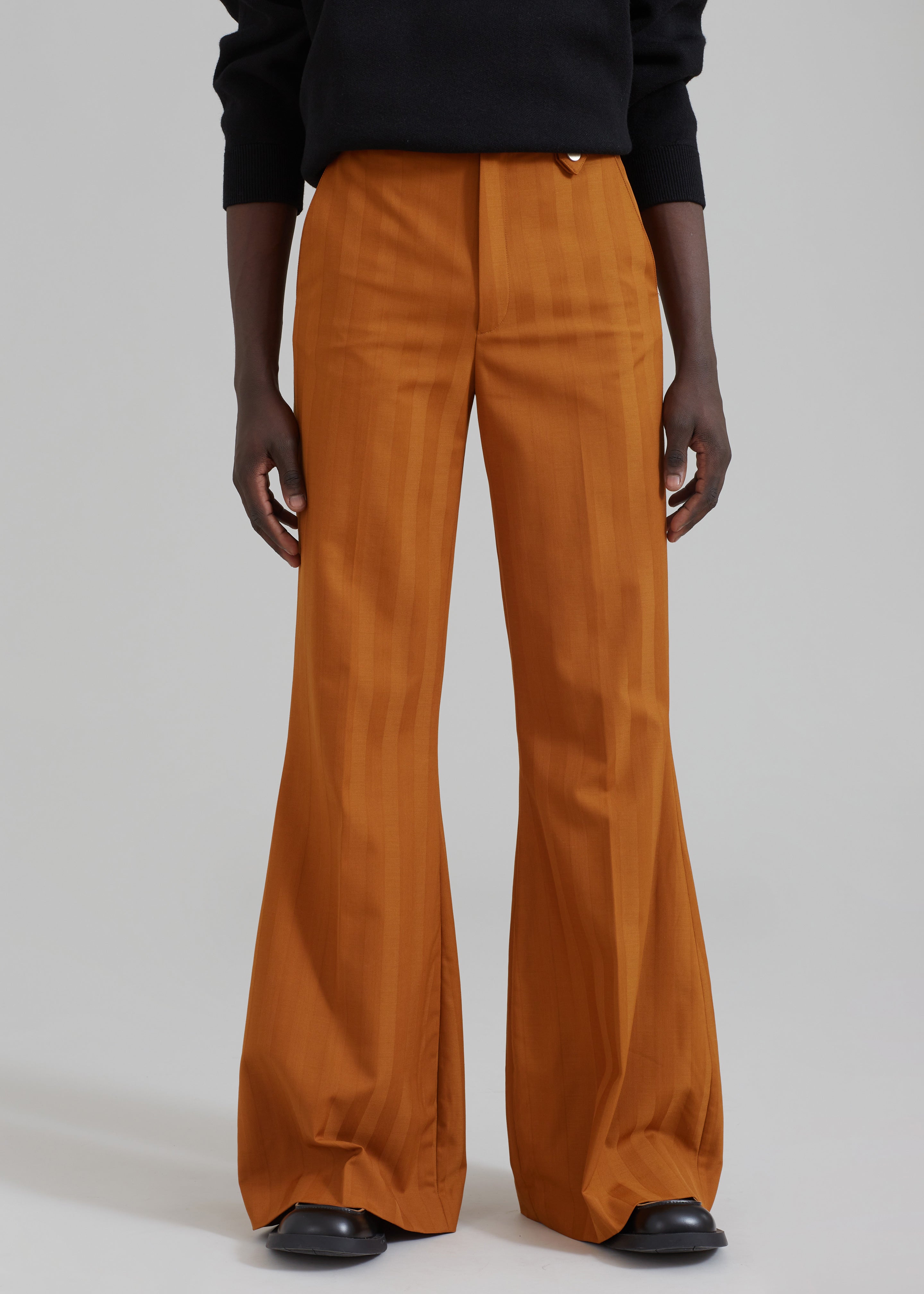 EGONLab Mega Flared Pants - Orange Stripes Wool - 6