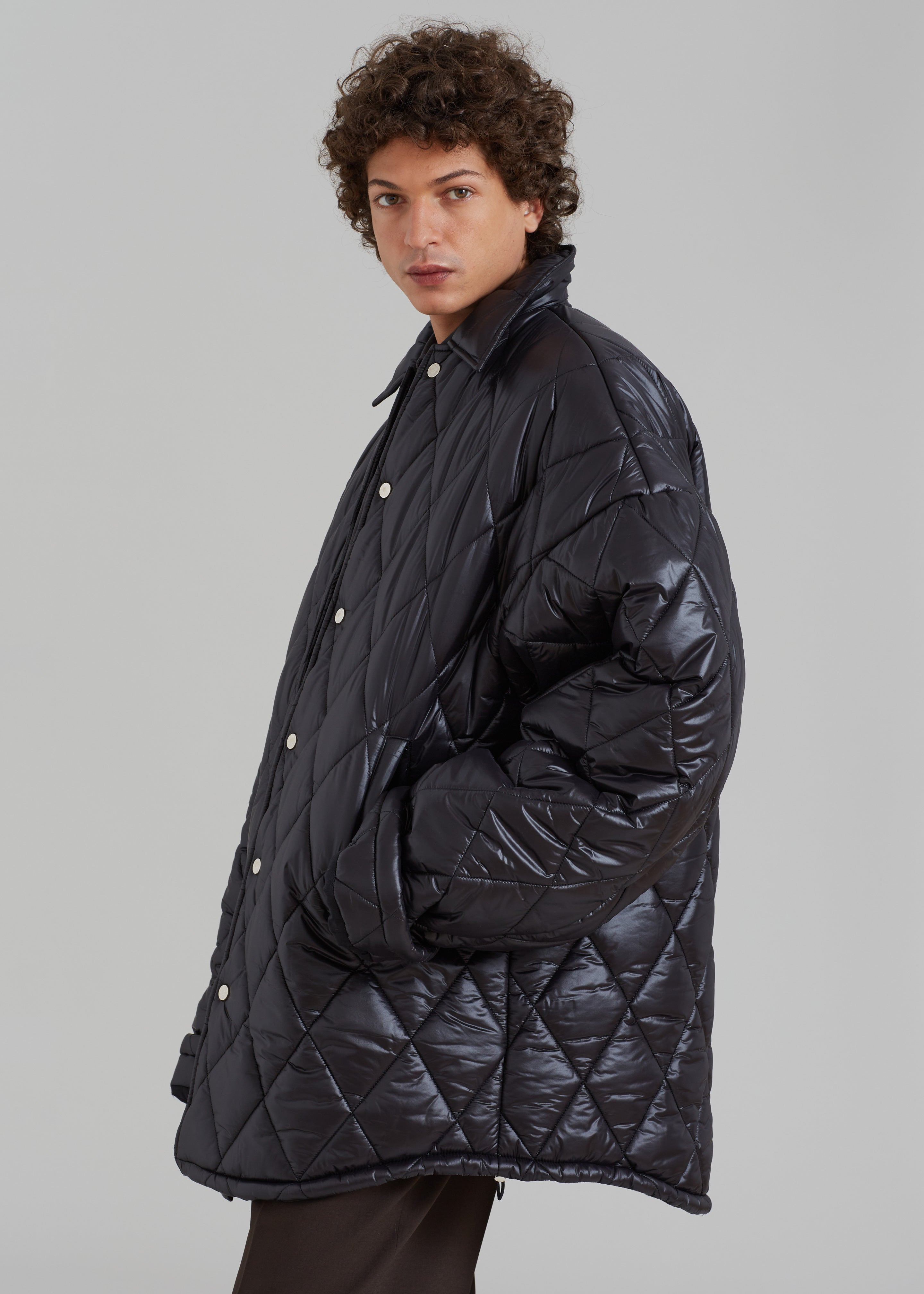 EGONLab Snow Quilted Puffer Jacket - Shiny Black Pl - 10