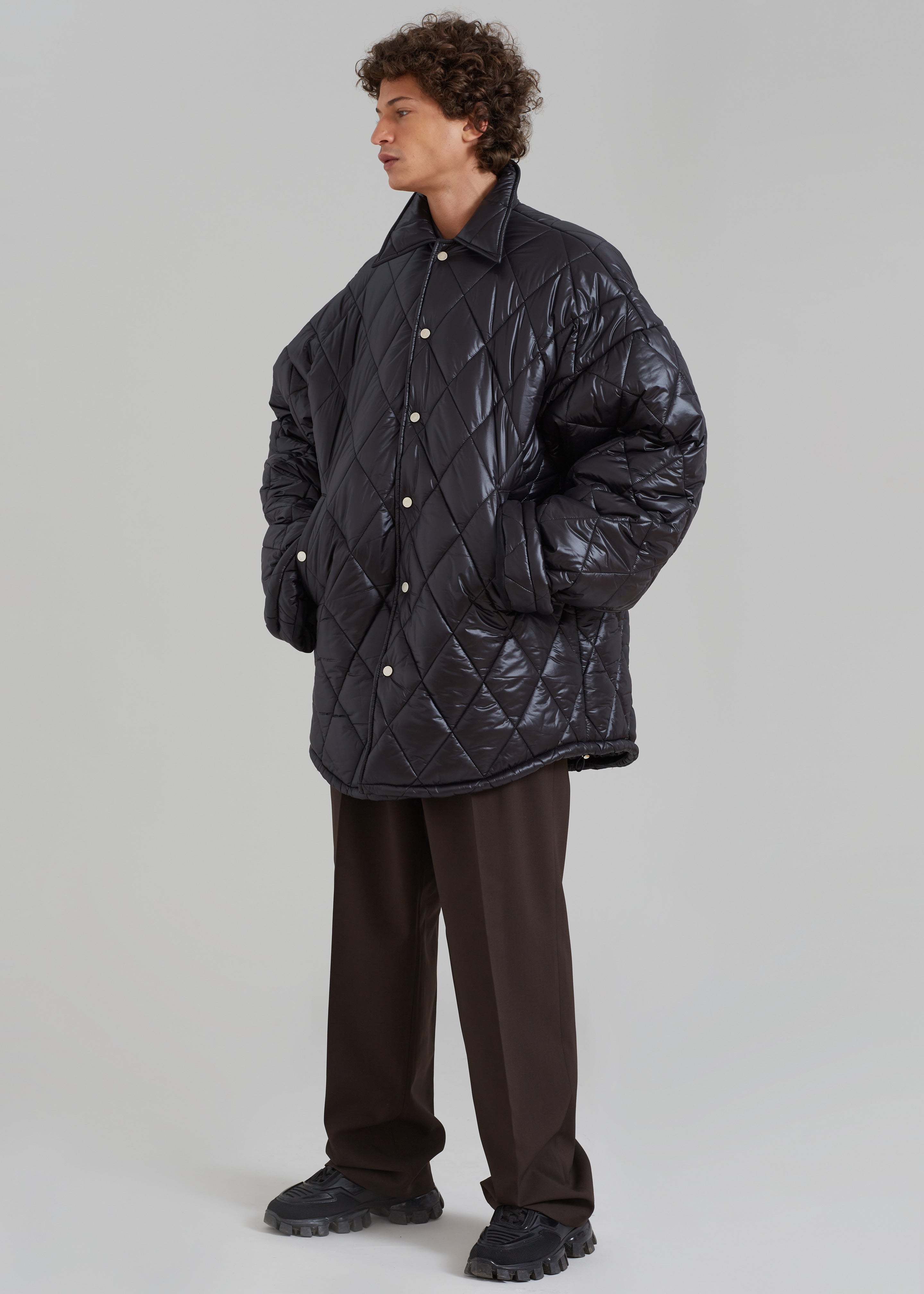 EGONLab Snow Quilted Puffer Jacket - Shiny Black Pl - 11
