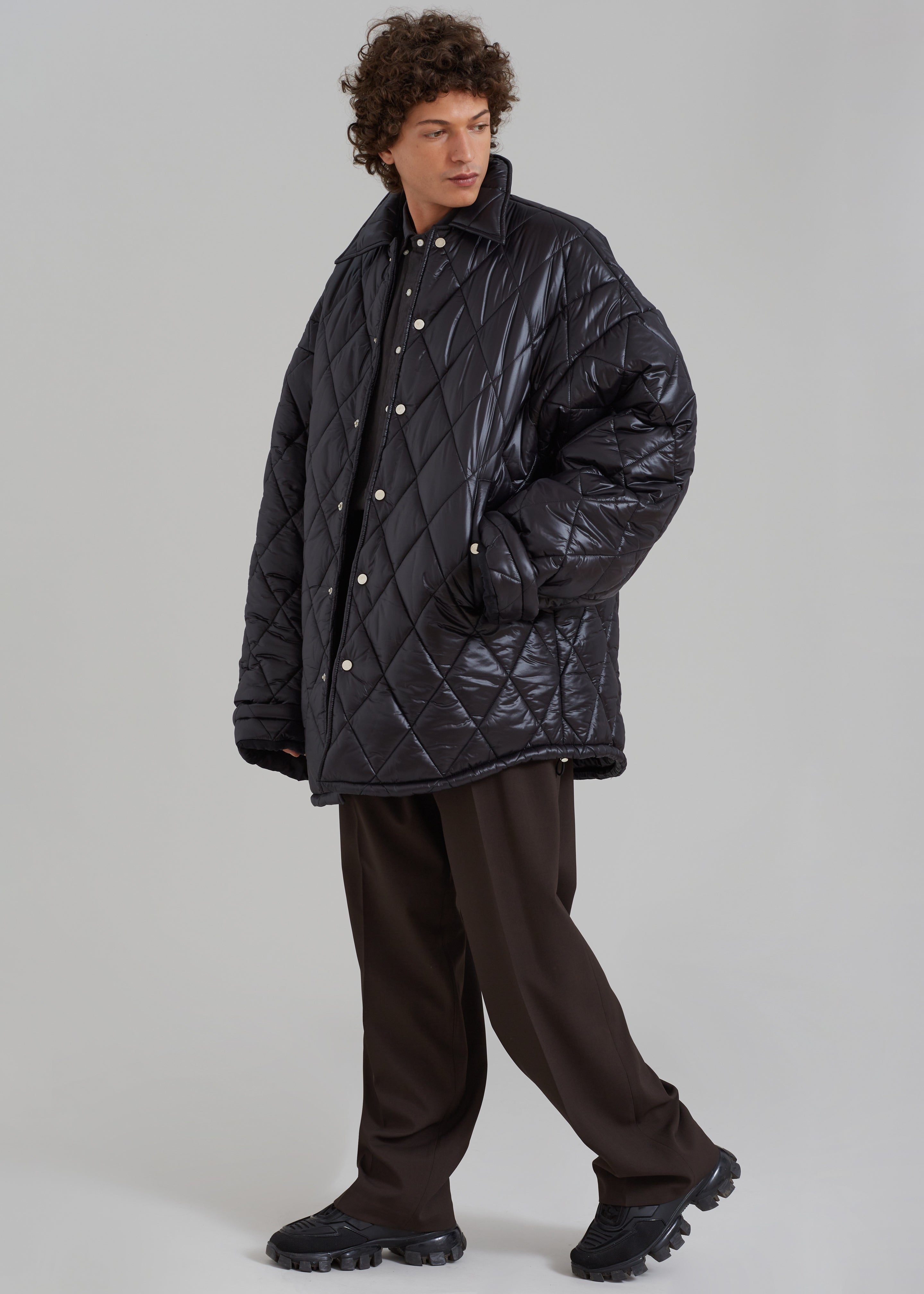 EGONLab Snow Quilted Puffer Jacket - Shiny Black Pl - 5