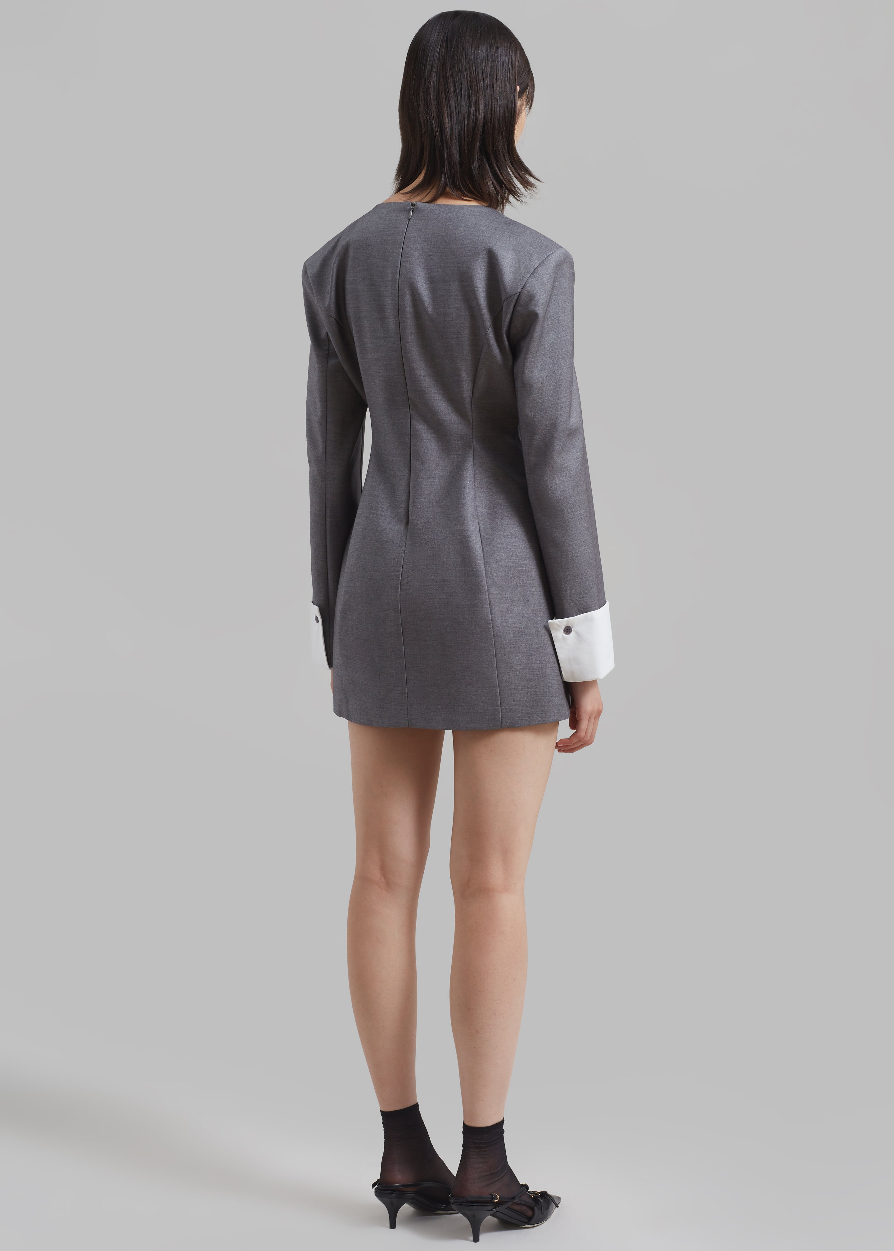 Eliza Padded Suit Dress - Grey - 6