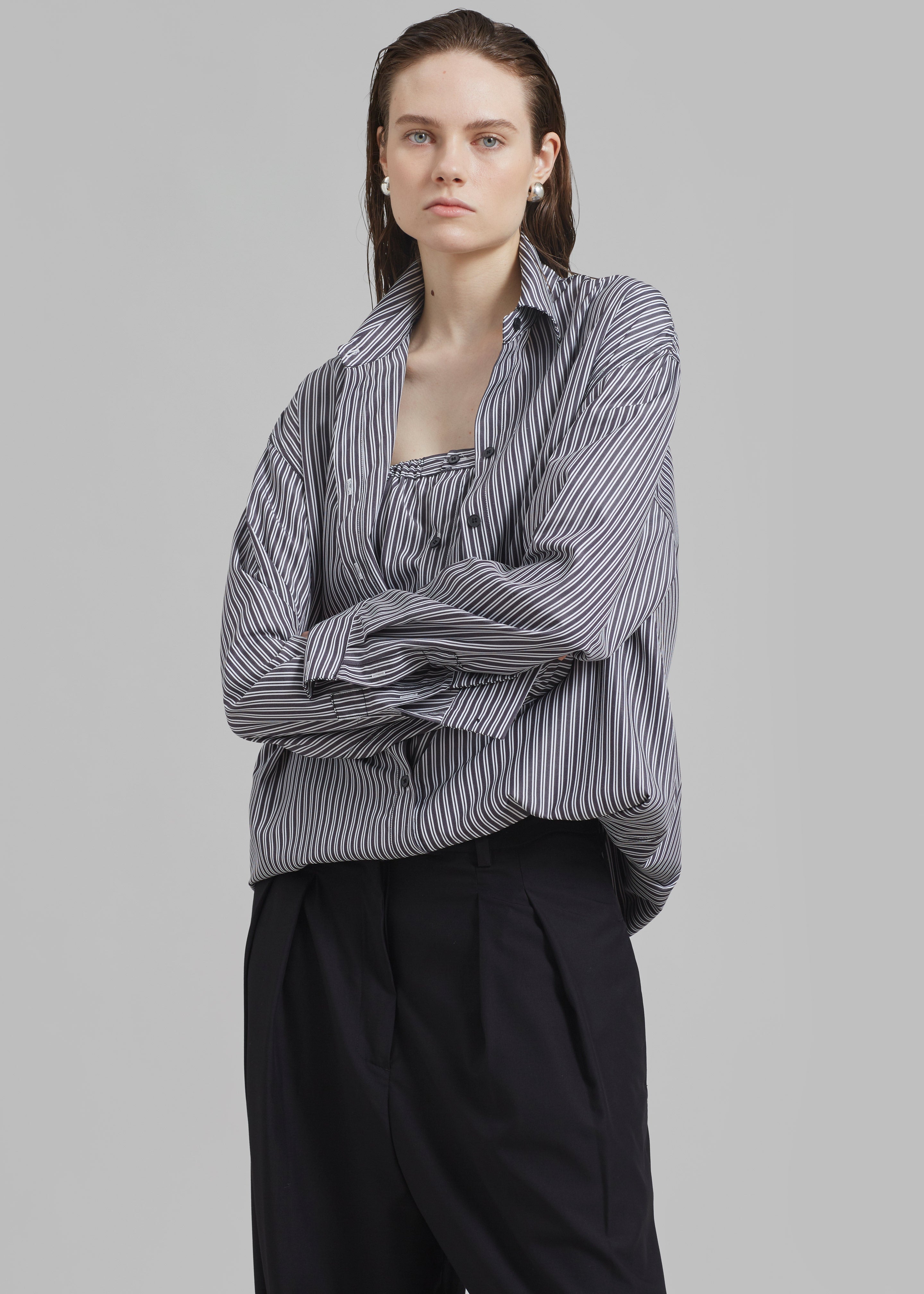 Ember Shirt Dress - White Stripe - 11