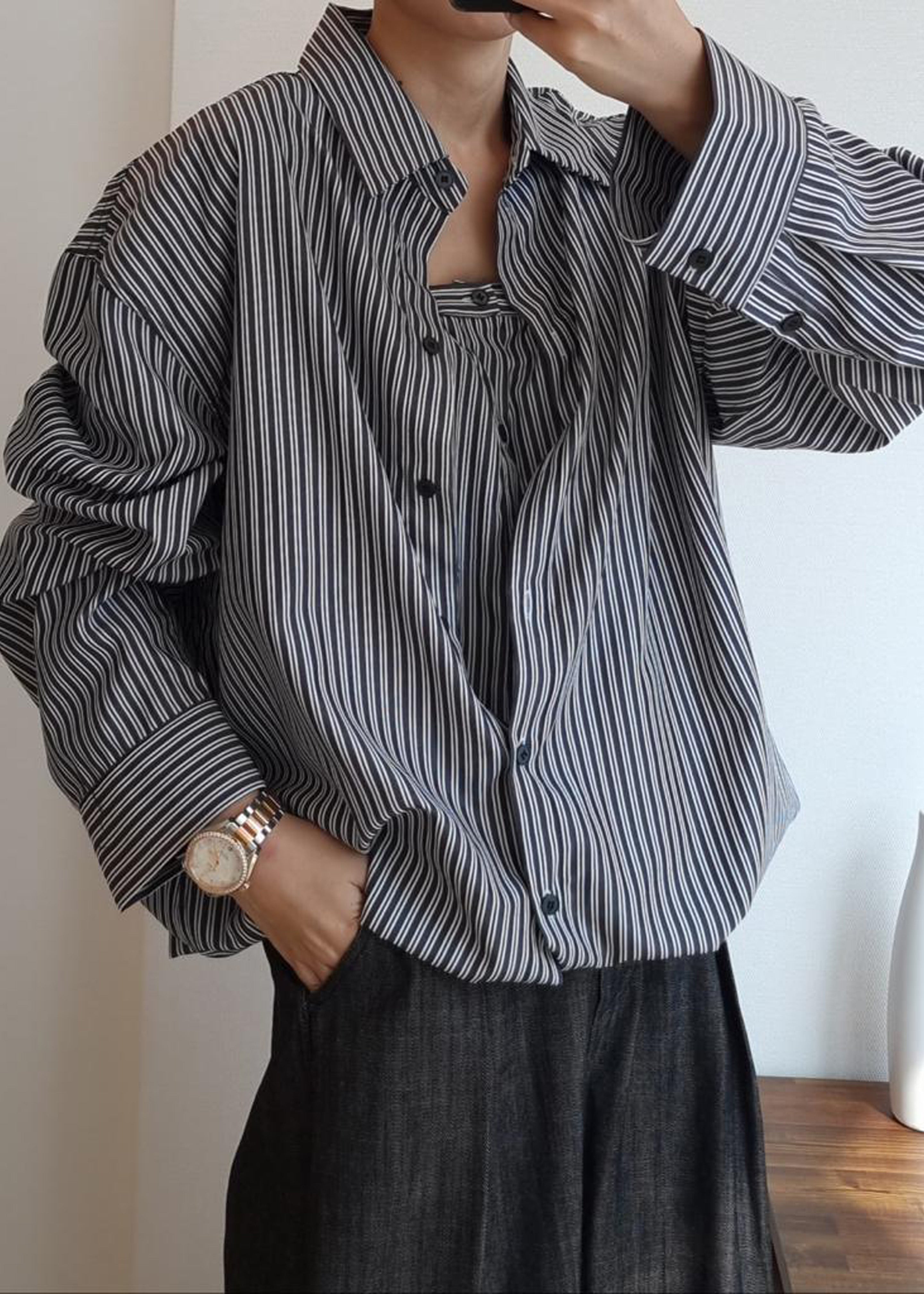 Ember Shirt Dress - White Stripe - 2