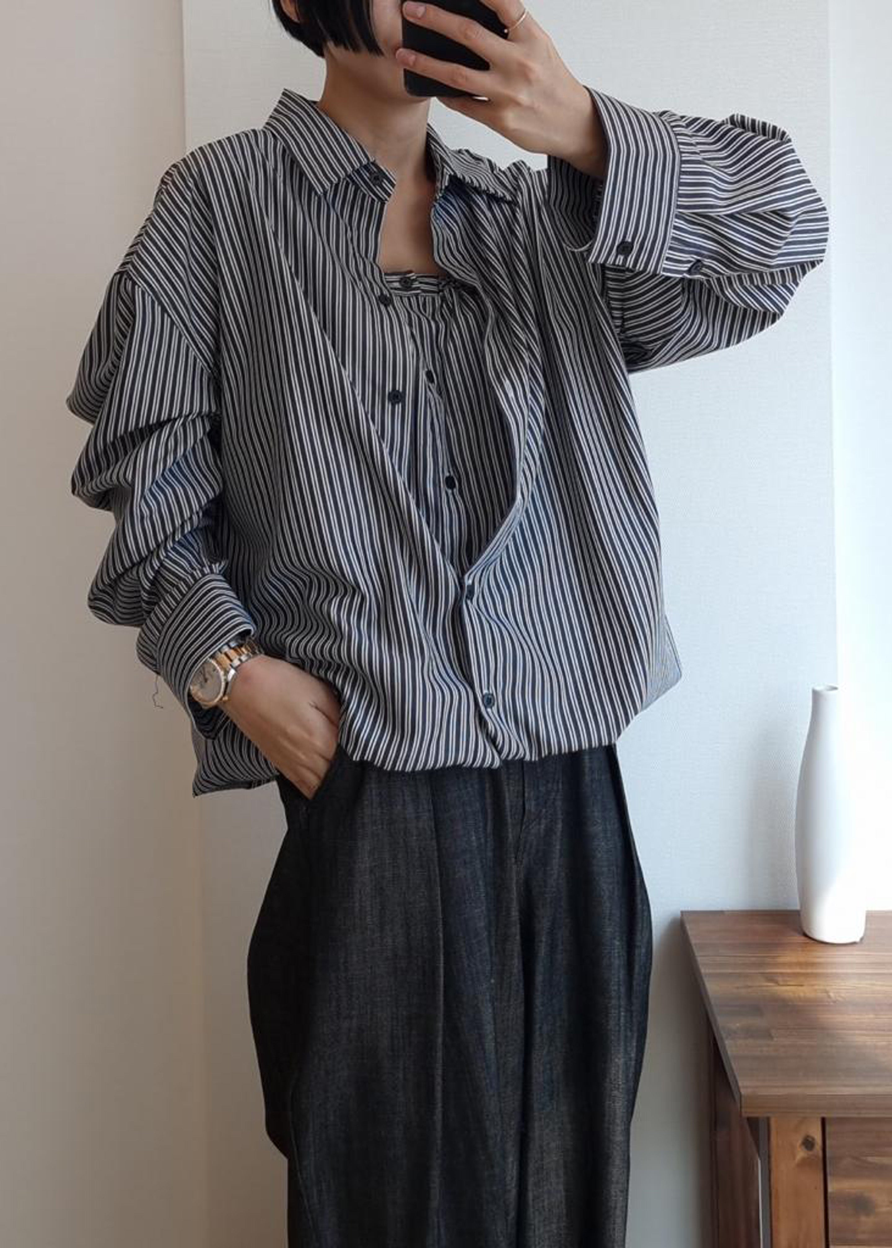 Ember Shirt Dress - White Stripe - 14