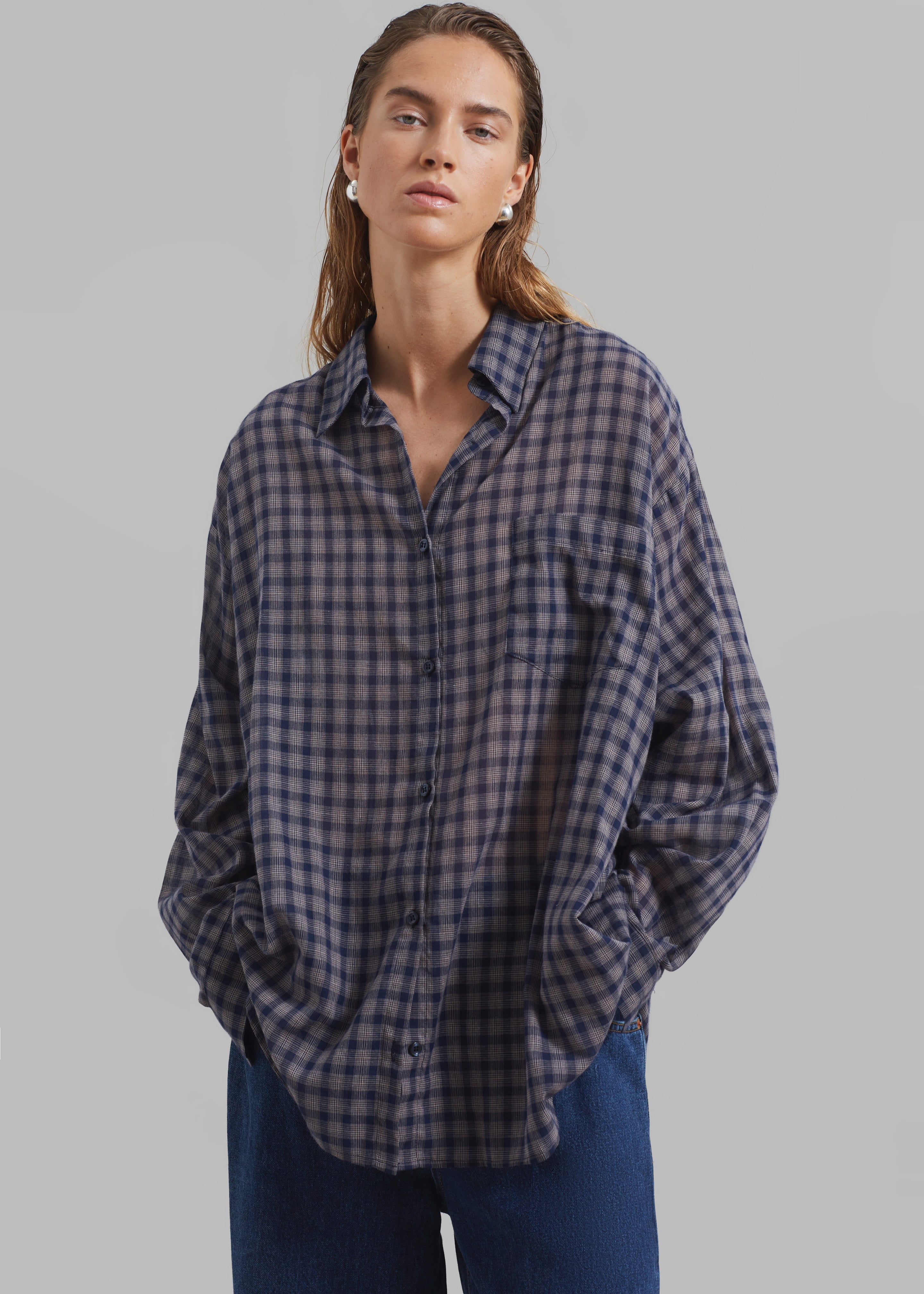 Emmett Plaid Shirt - Navy - 4