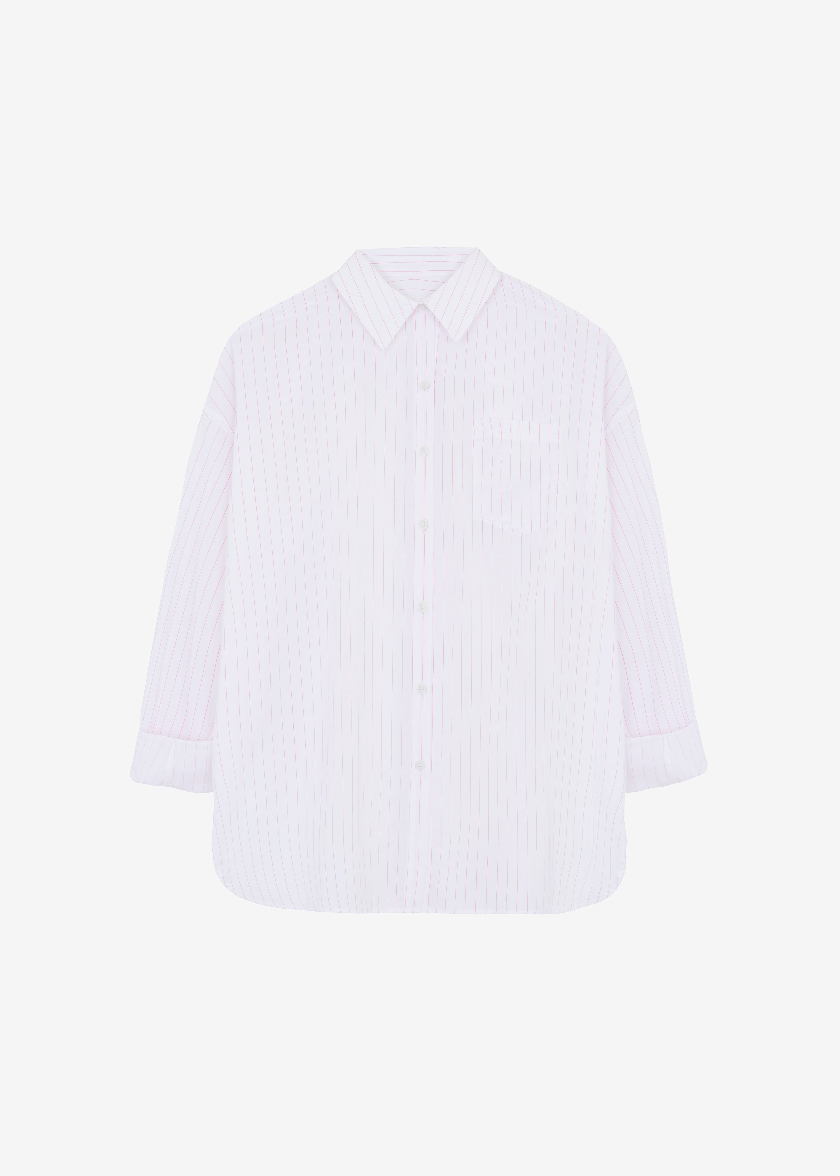 Erin Roll Up Shirt - Pink Stripe - 8