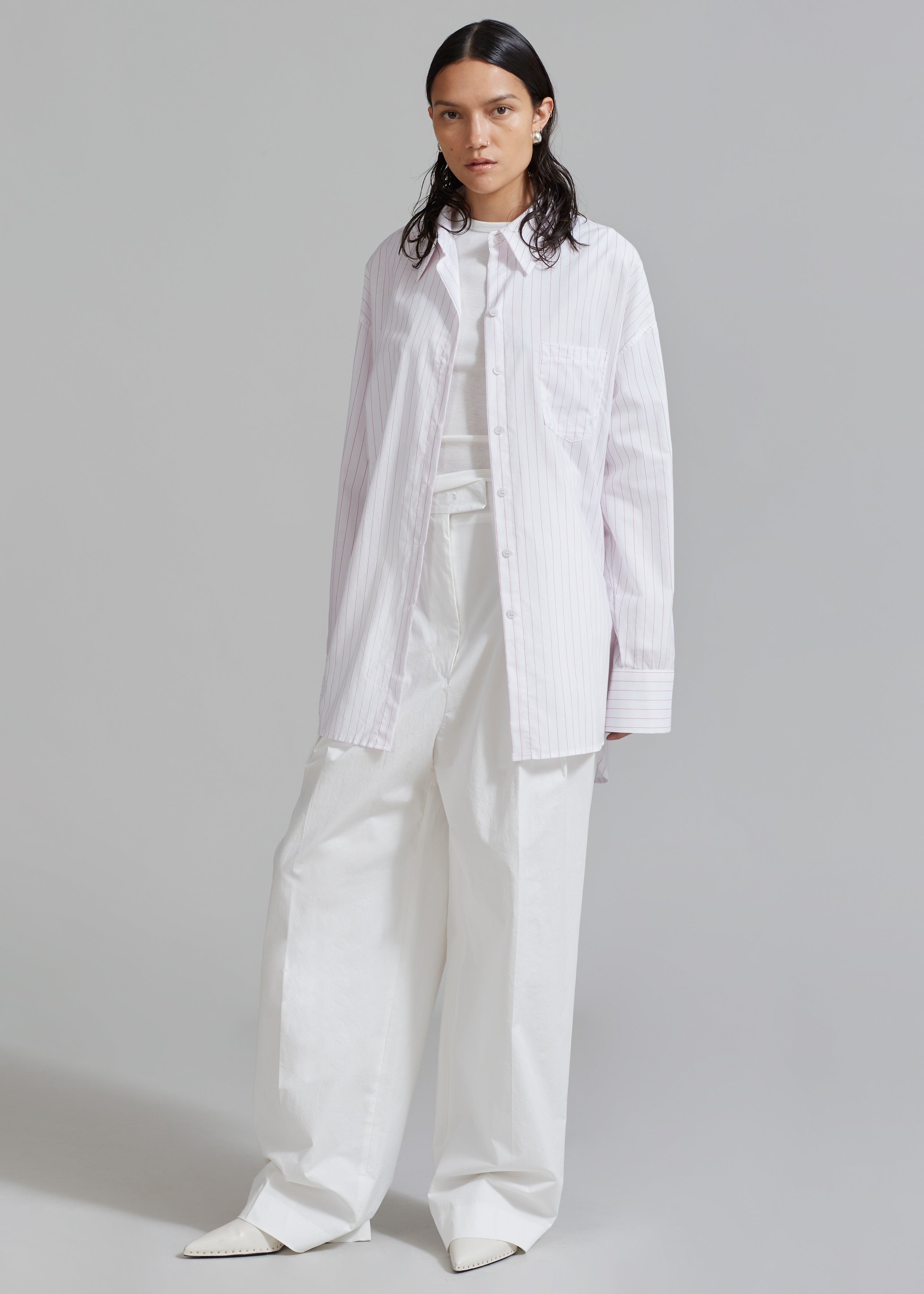 Erin Roll Up Shirt - Pink Stripe - 4