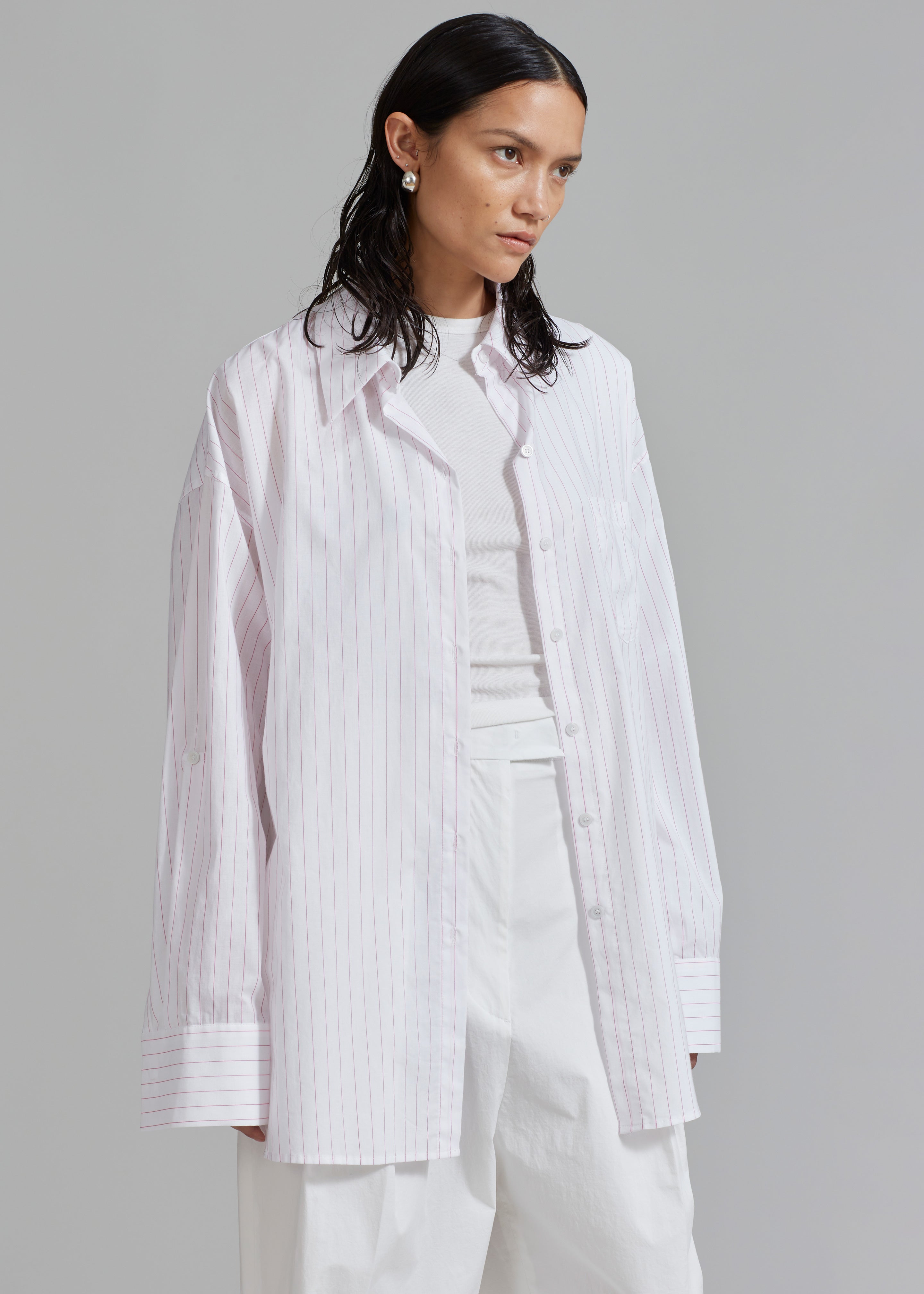Erin Roll Up Shirt - Pink Stripe - 5