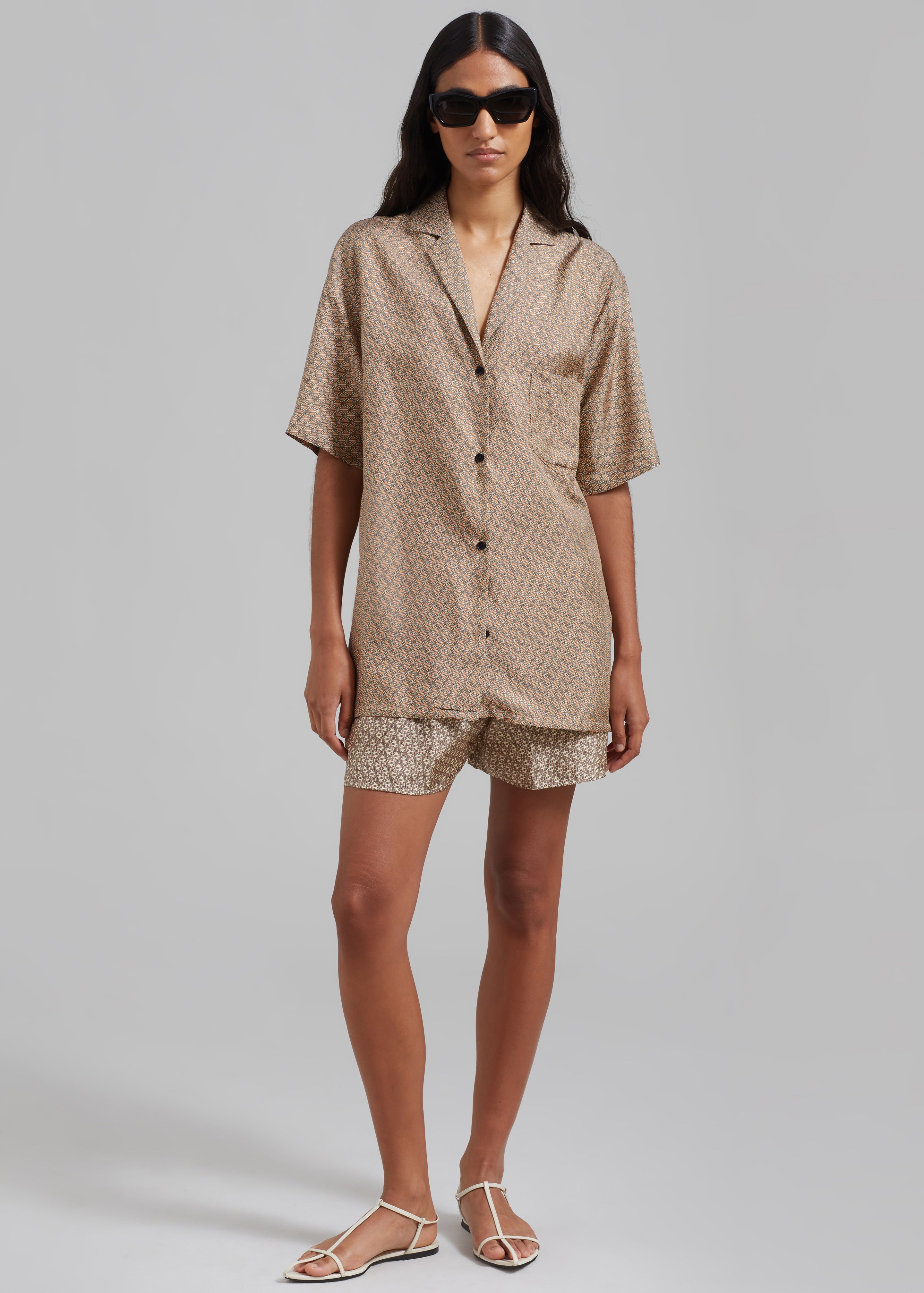 Esse Studios Linka Short Sleeve Silk Shirt - Golden Linka Print - 1