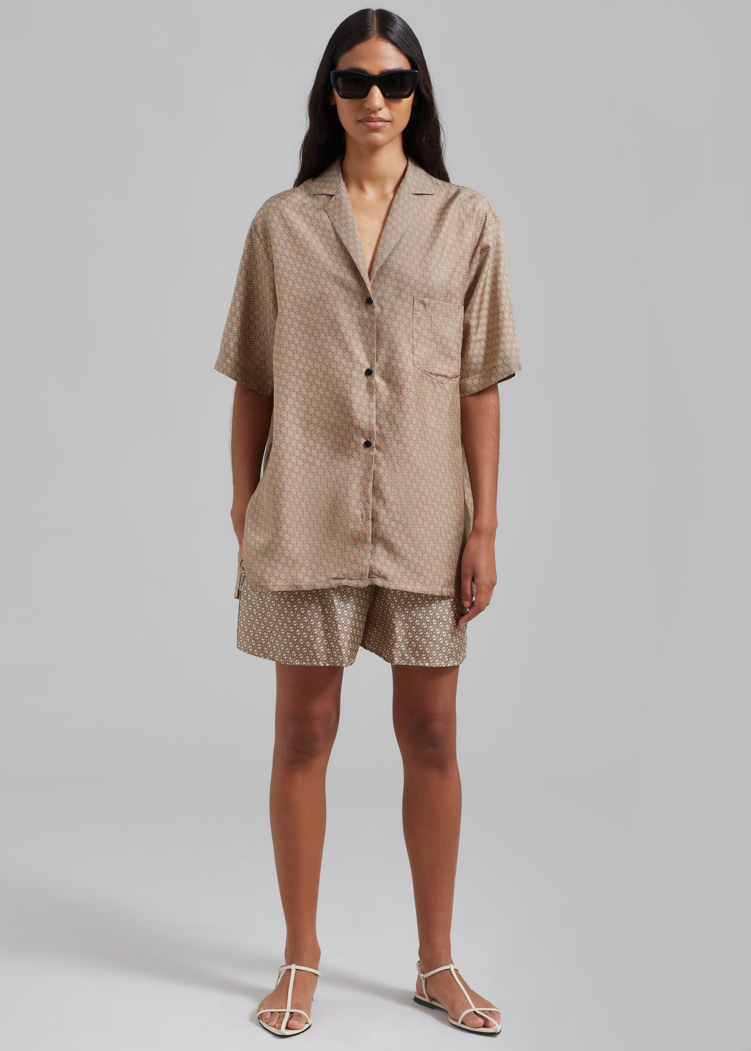 Esse Studios Linka Short Sleeve Silk Shirt - Golden Linka Print - 4